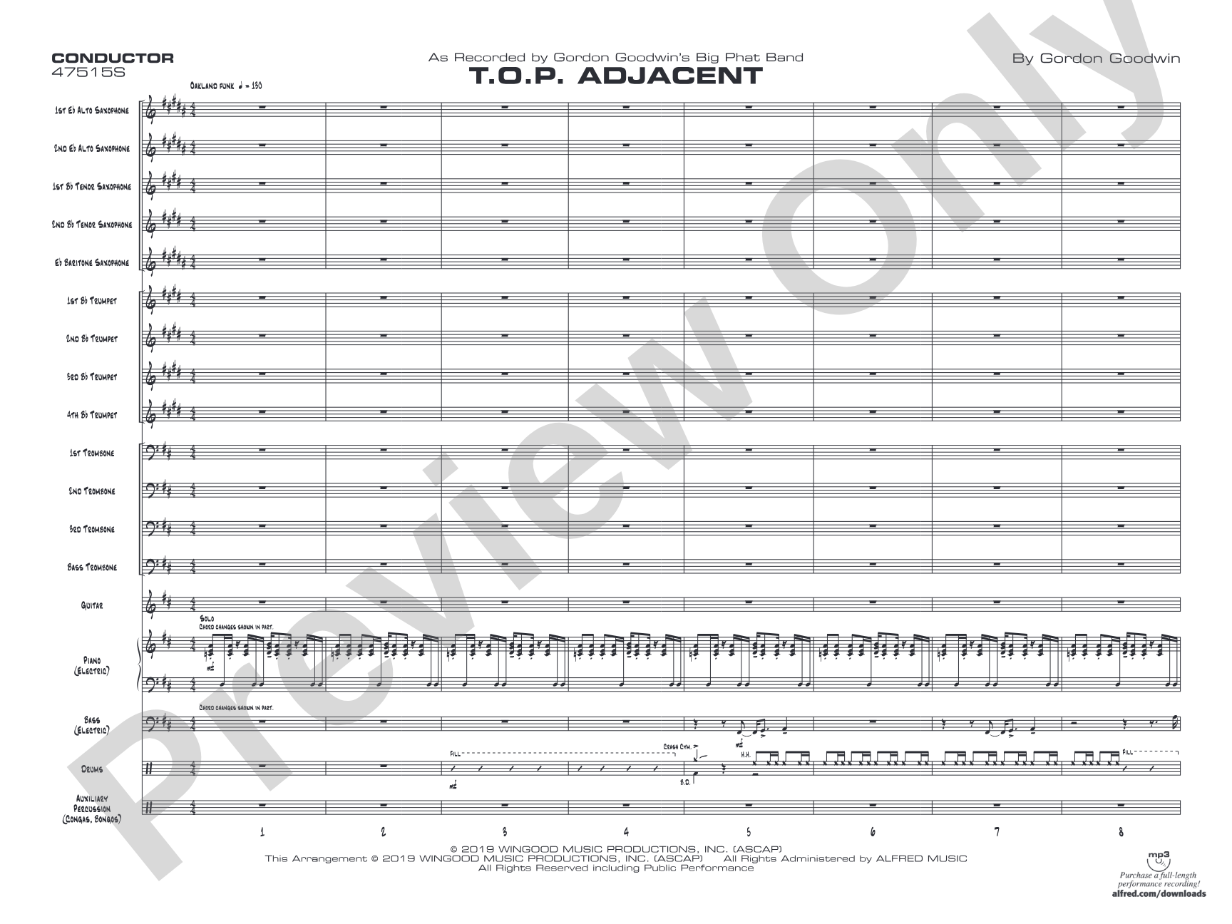T.O.P. Adjacent: Jazz Ensemble Conductor Score & Parts