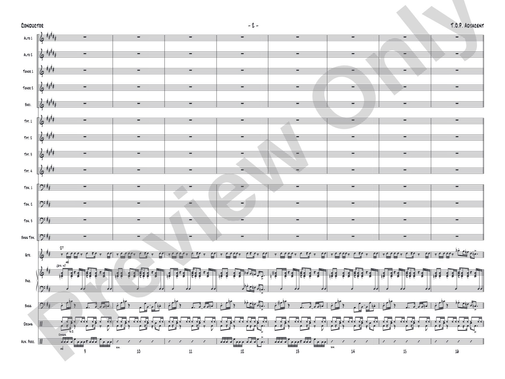 T.O.P. Adjacent: Jazz Ensemble Conductor Score & Parts