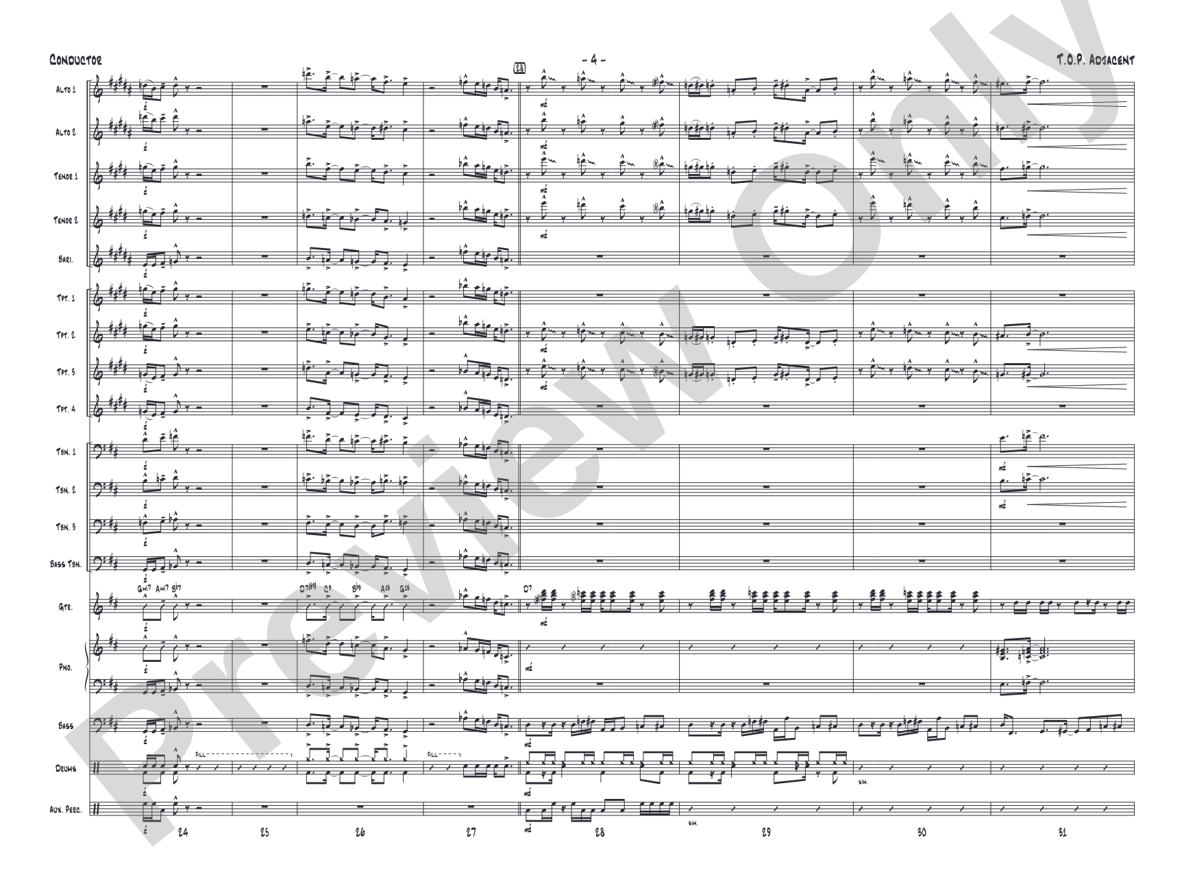 T.O.P. Adjacent: Jazz Ensemble Conductor Score & Parts