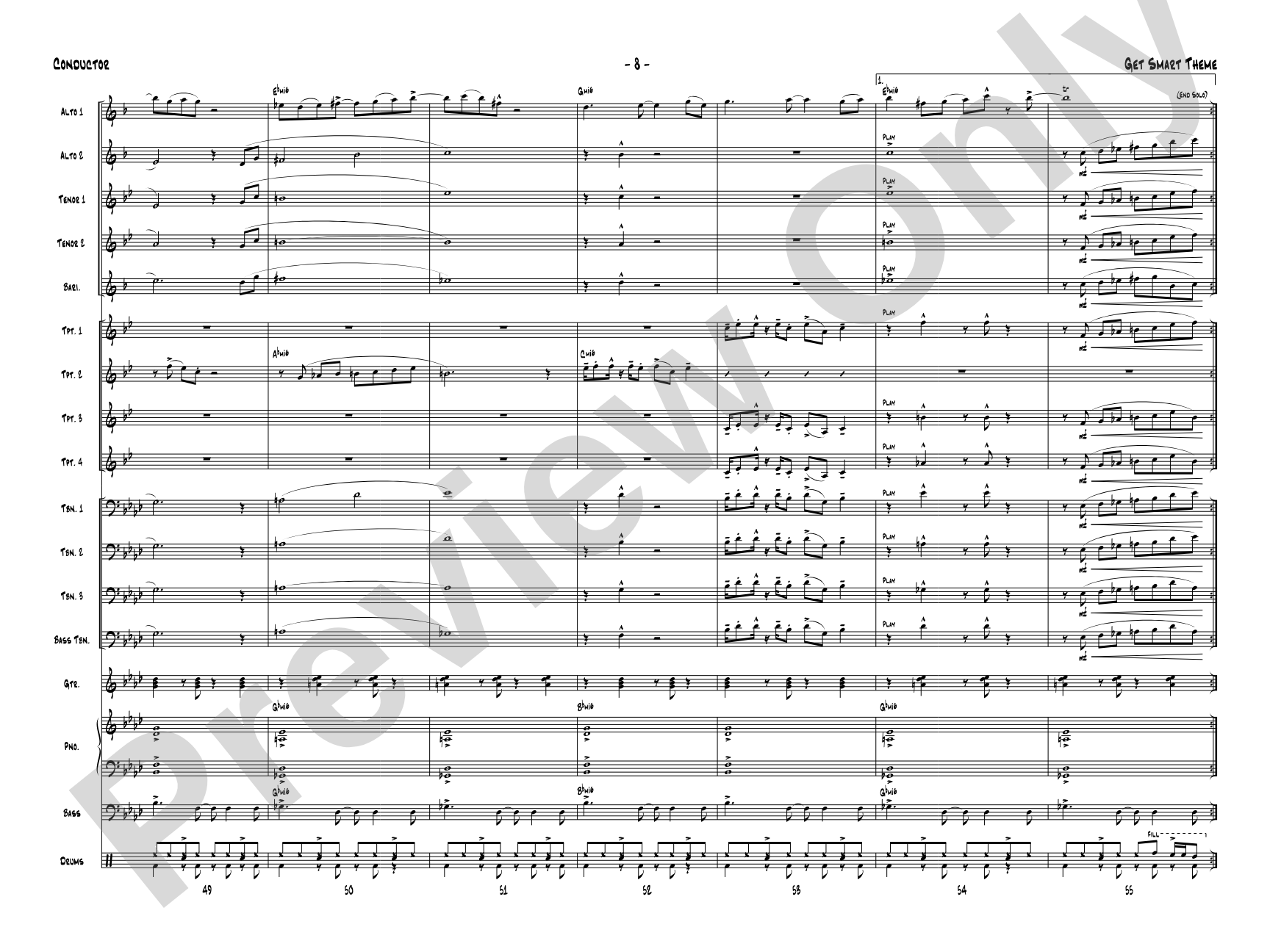 Get Smart Theme: Jazz Ensemble Conductor Score & Parts