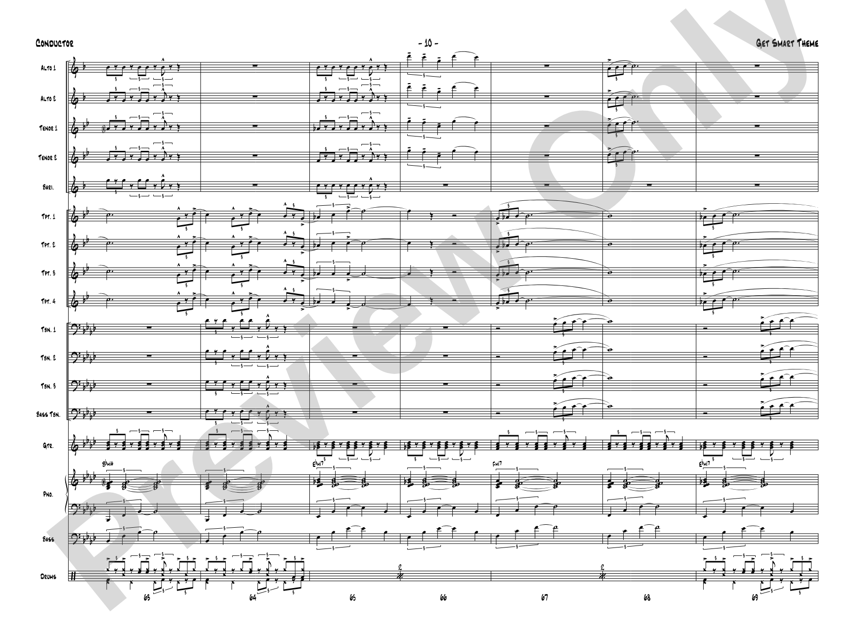 Get Smart Theme: Jazz Ensemble Conductor Score & Parts
