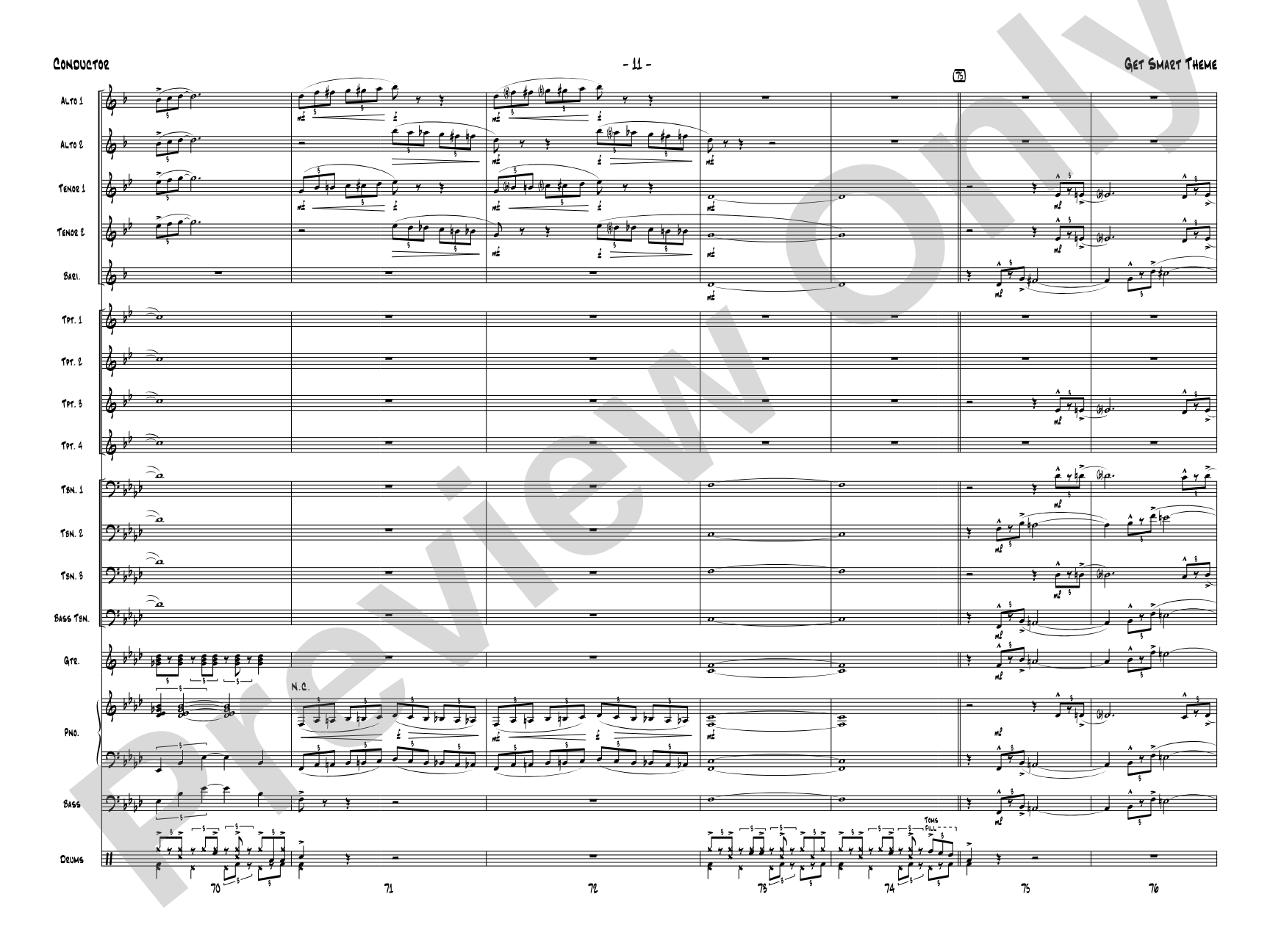 Get Smart Theme: Jazz Ensemble Conductor Score & Parts