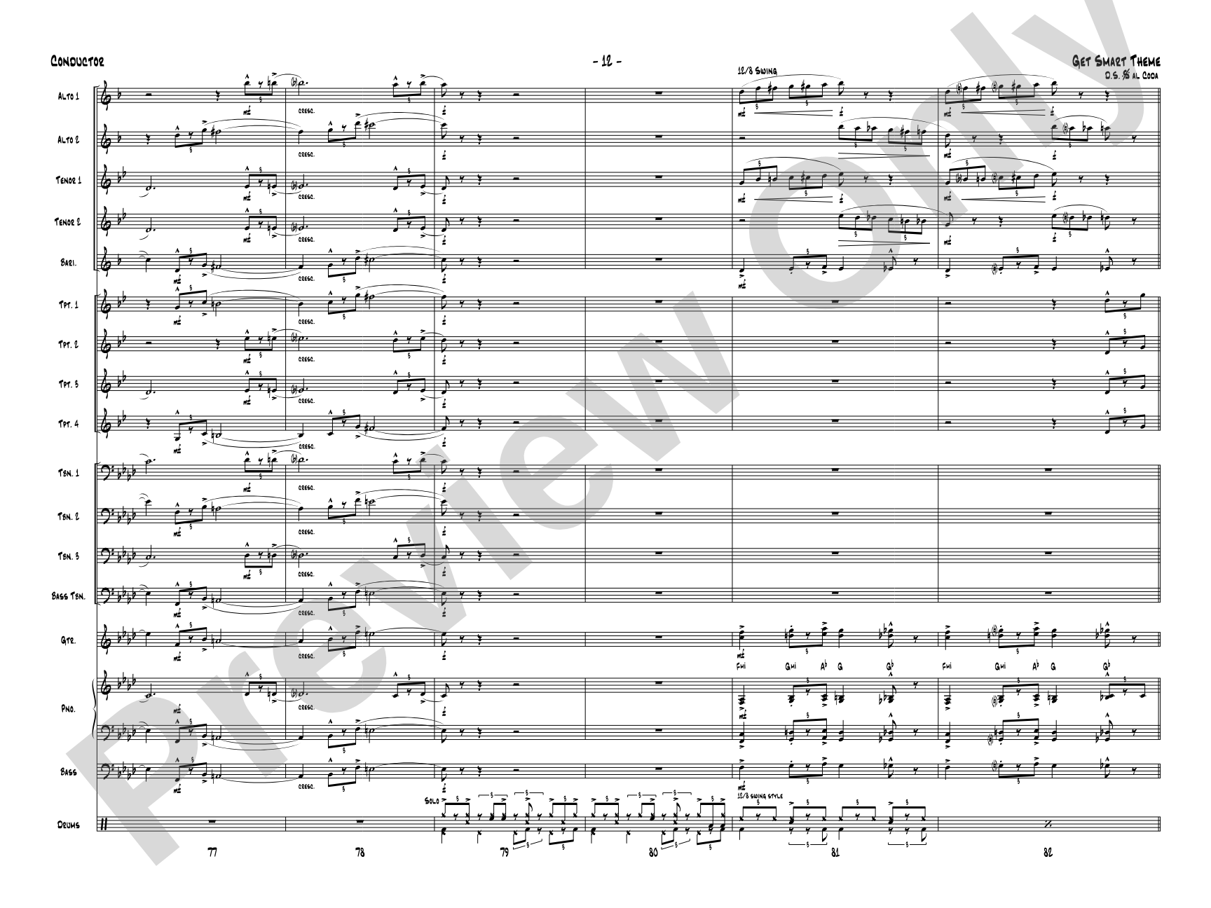 Get Smart Theme: Jazz Ensemble Conductor Score & Parts
