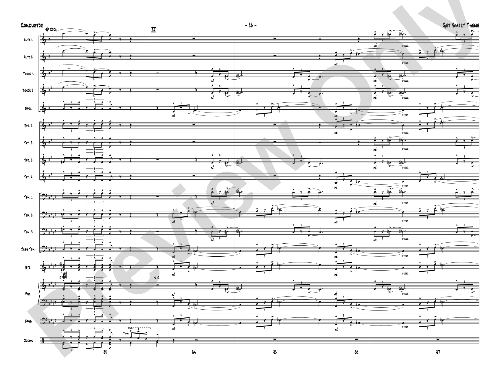 Get Smart Theme: Jazz Ensemble Conductor Score & Parts