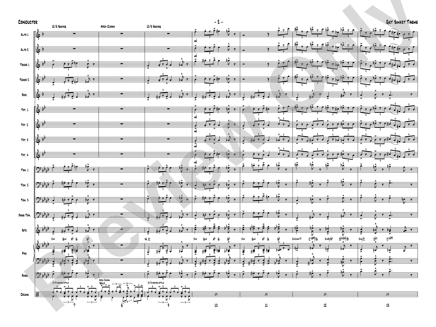 Get Smart Theme: Jazz Ensemble Conductor Score & Parts