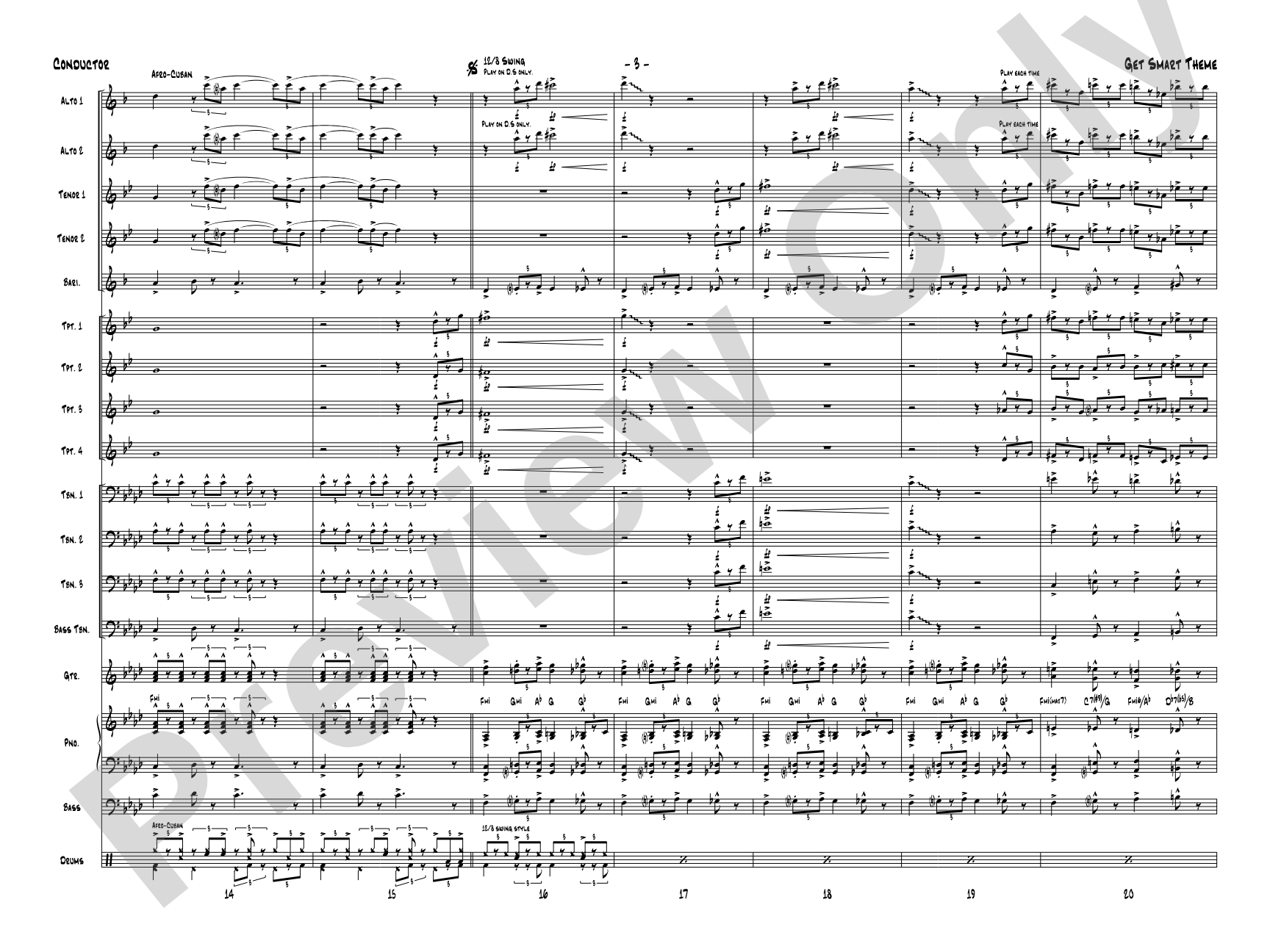 Get Smart Theme: Jazz Ensemble Conductor Score & Parts