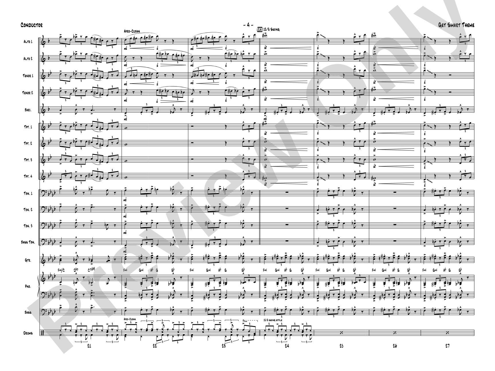 Get Smart Theme: Jazz Ensemble Conductor Score & Parts