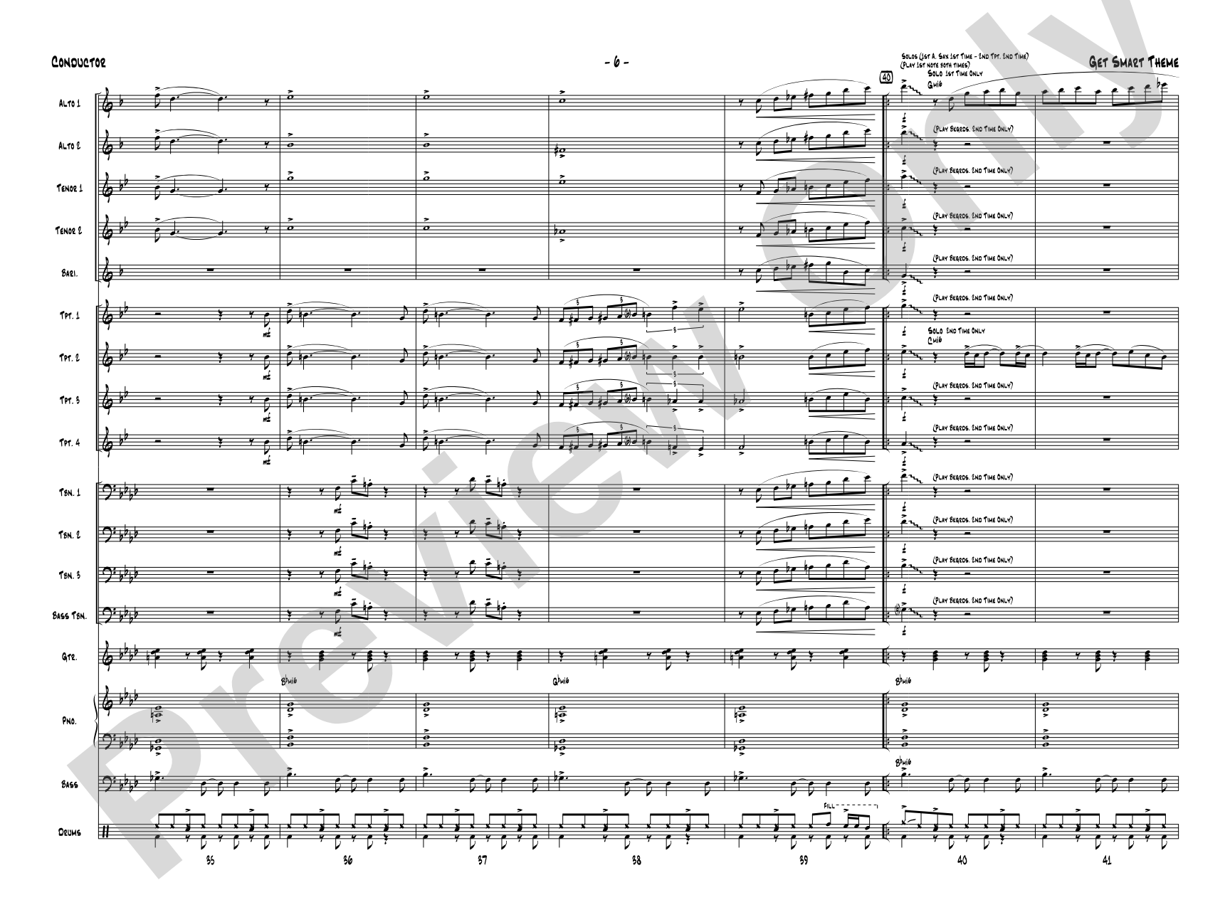 Get Smart Theme: Jazz Ensemble Conductor Score & Parts
