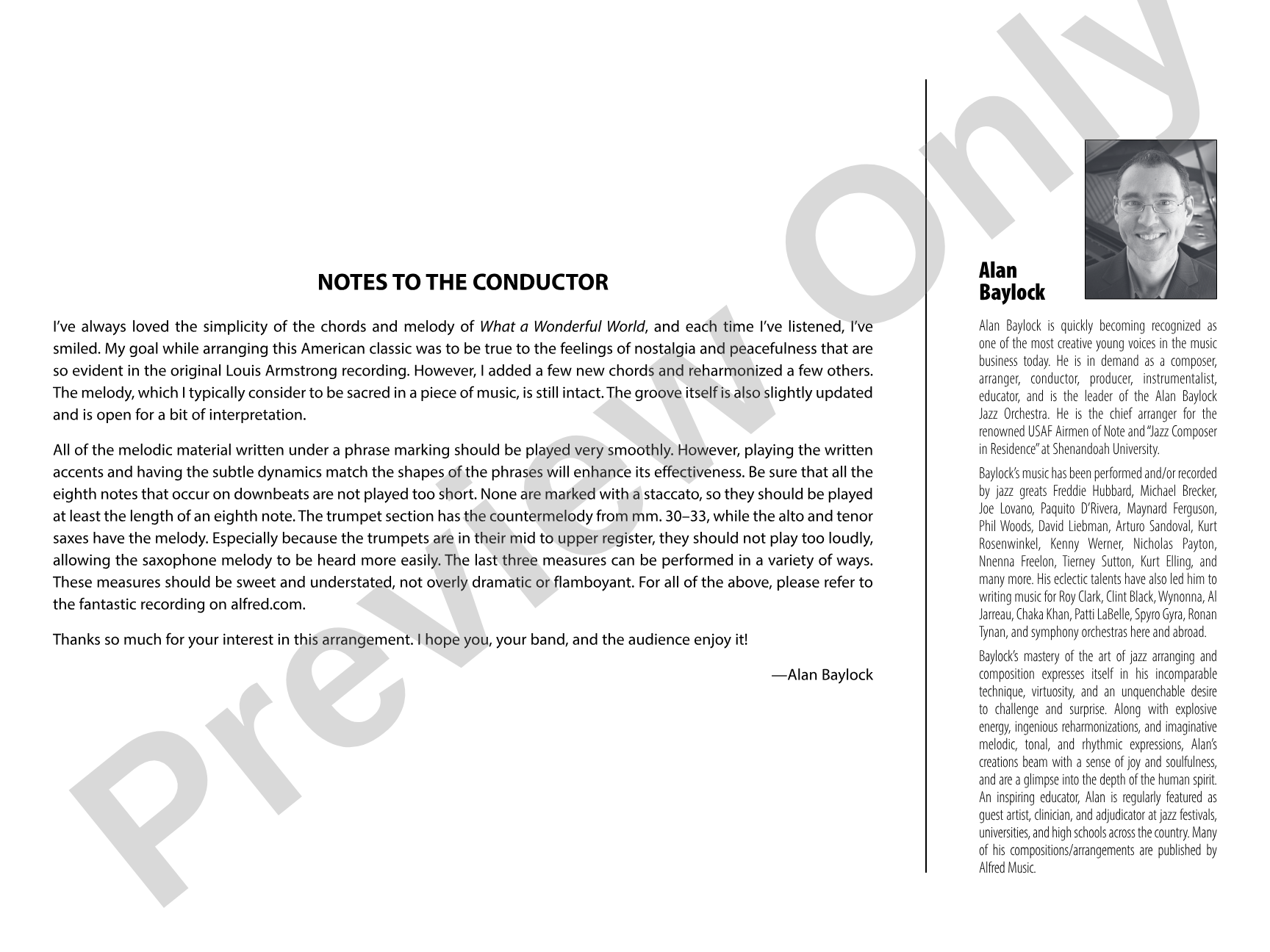 What a Wonderful World: Score