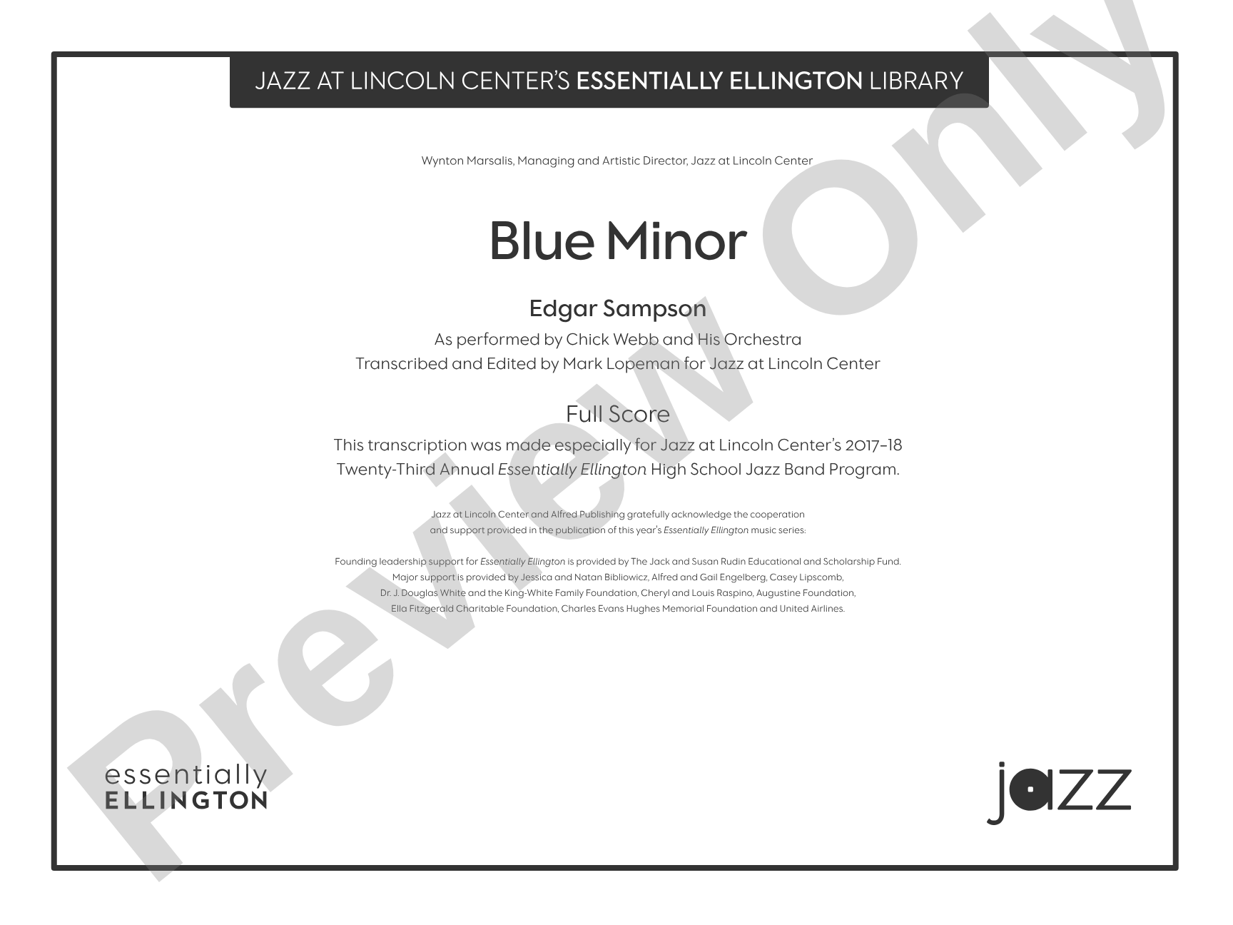 Blue Minor: Jazz Ensemble Conductor Score & Parts