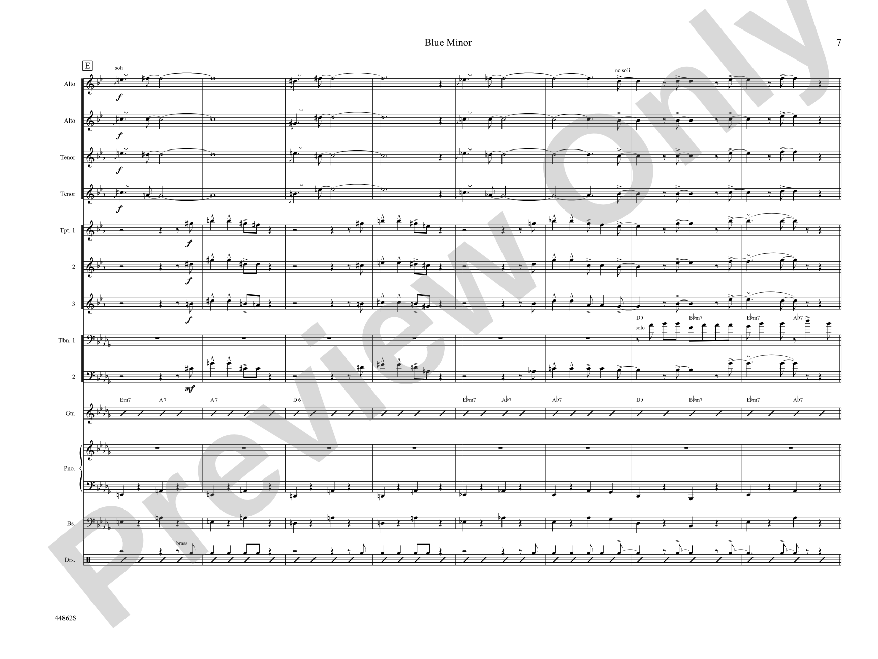 Blue Minor: Jazz Ensemble Conductor Score & Parts