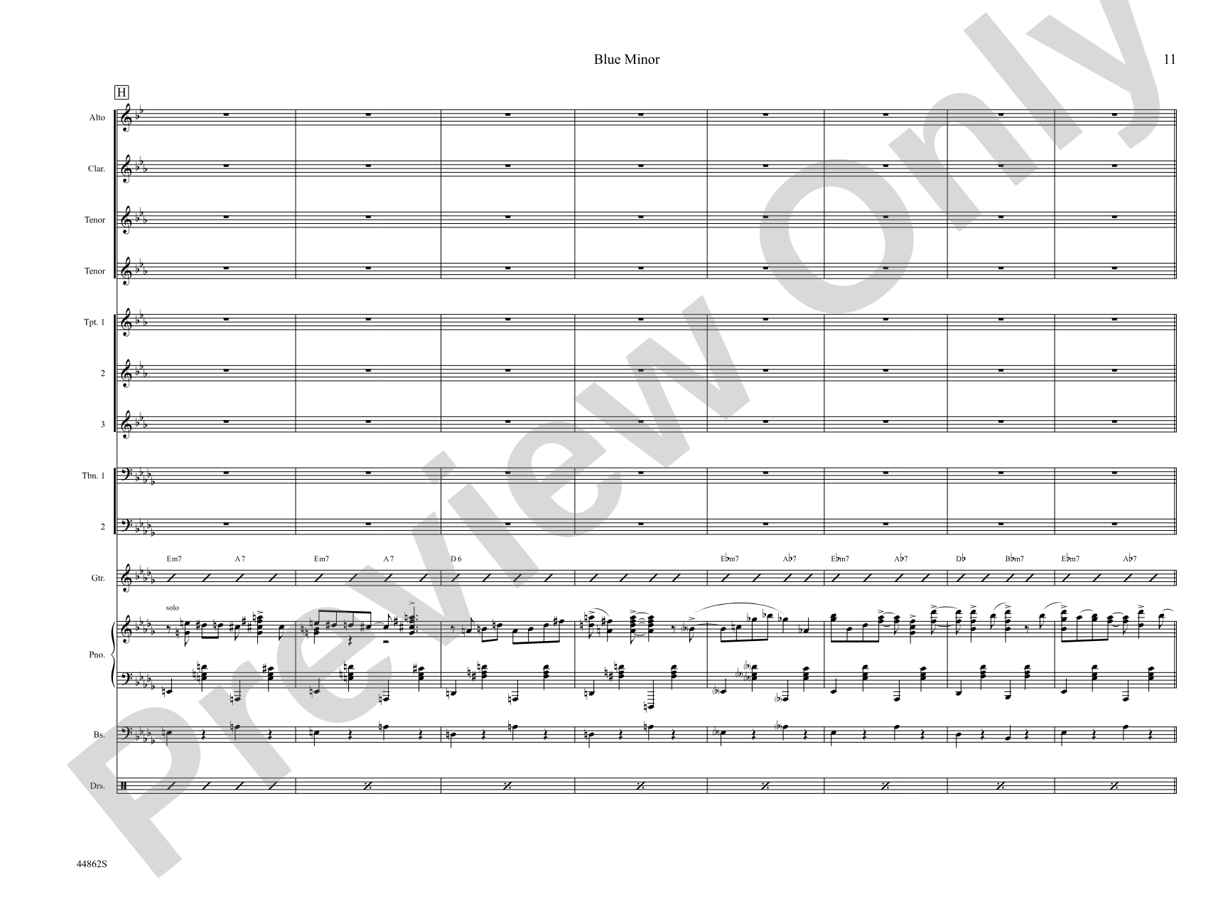 Blue Minor: Jazz Ensemble Conductor Score & Parts