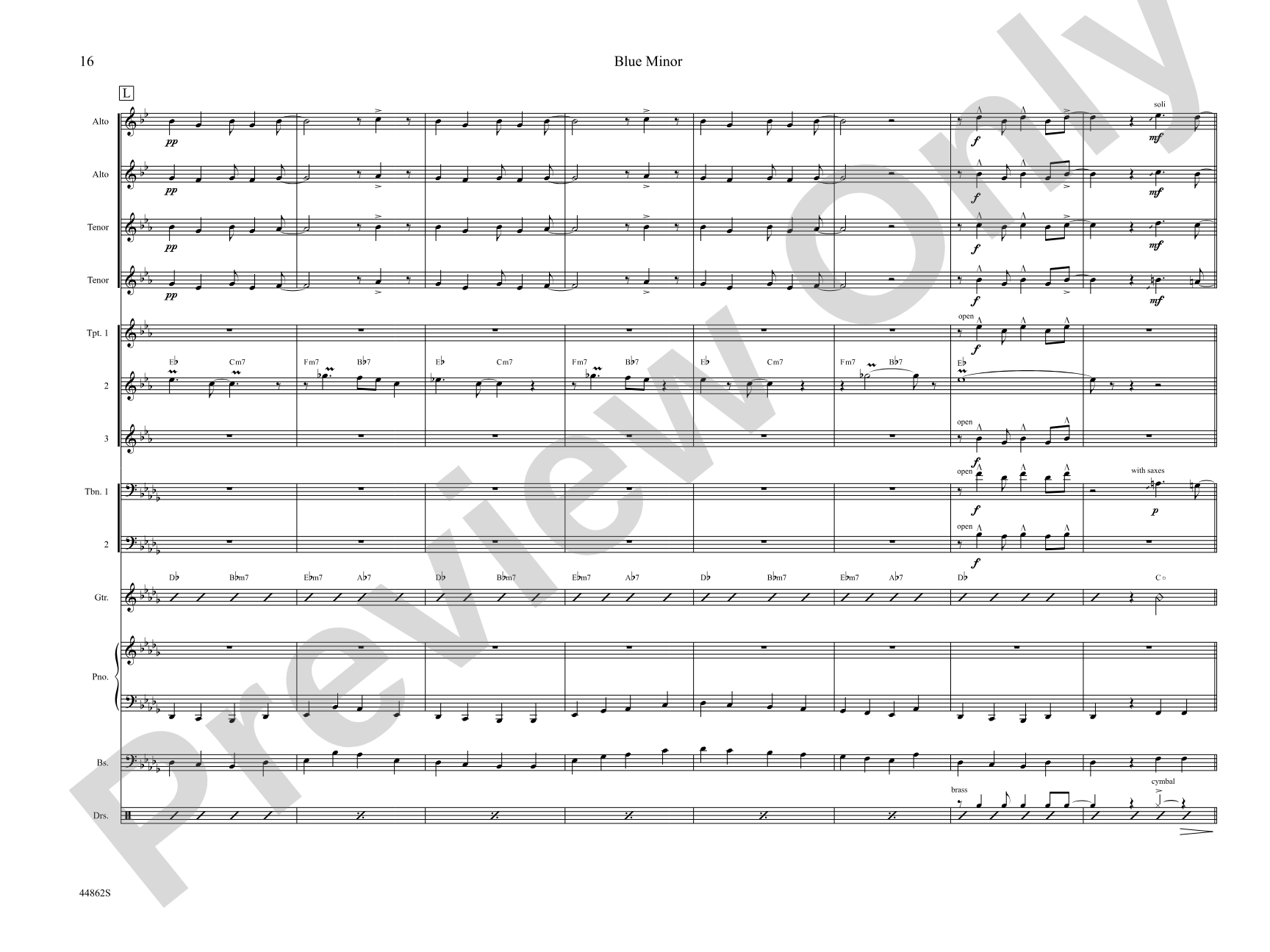 Blue Minor: Jazz Ensemble Conductor Score & Parts