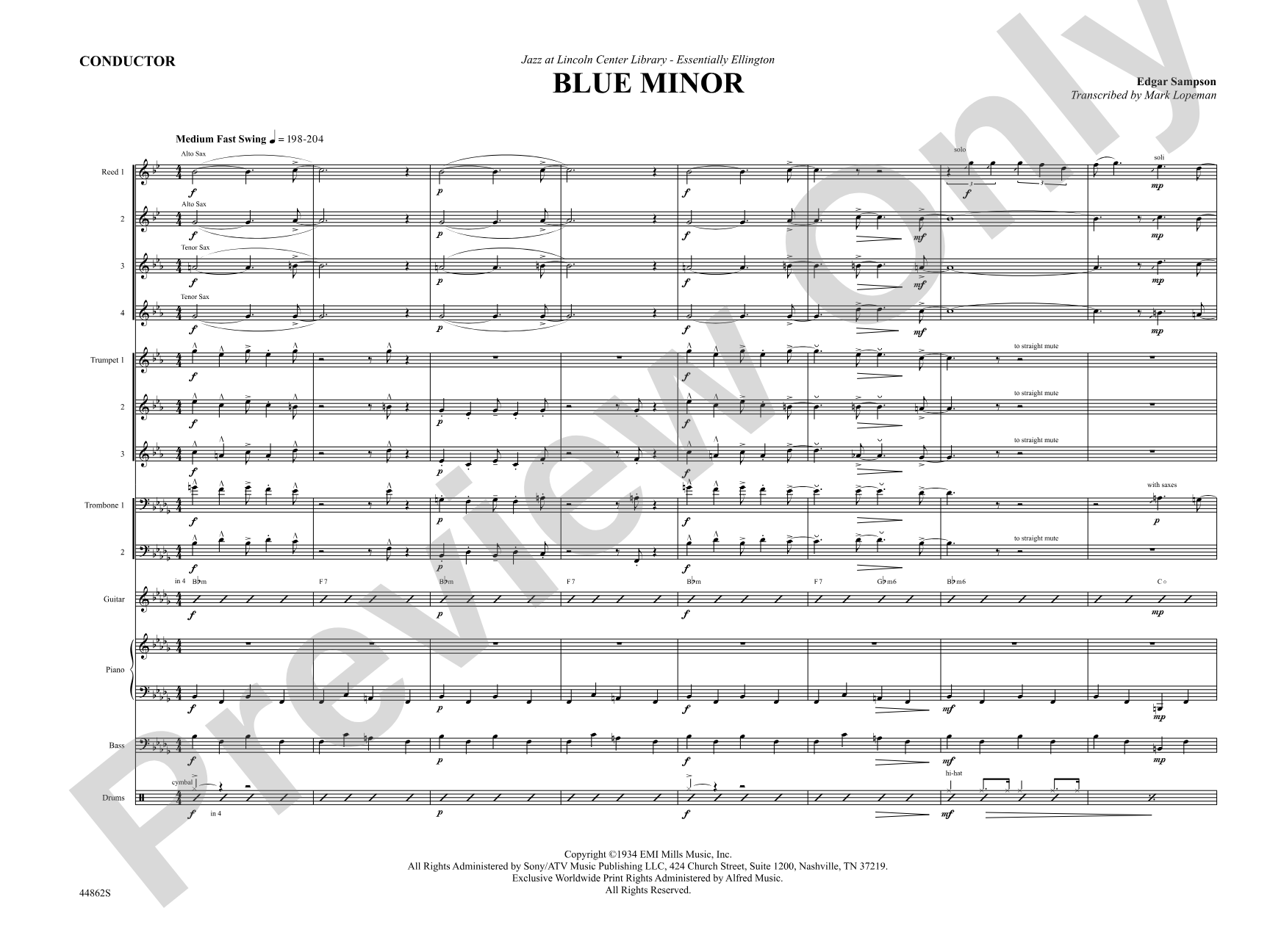 Blue Minor: Jazz Ensemble Conductor Score & Parts