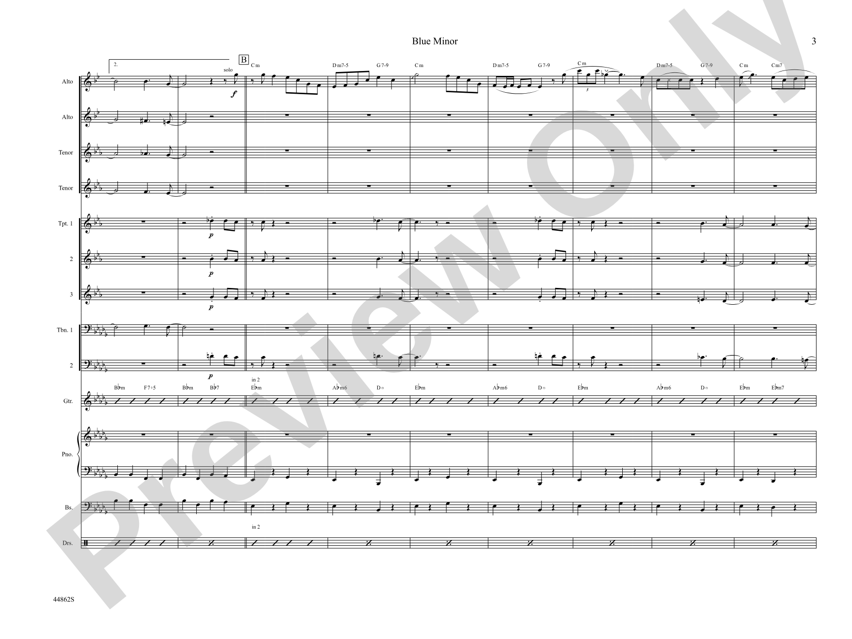 Blue Minor: Jazz Ensemble Conductor Score & Parts