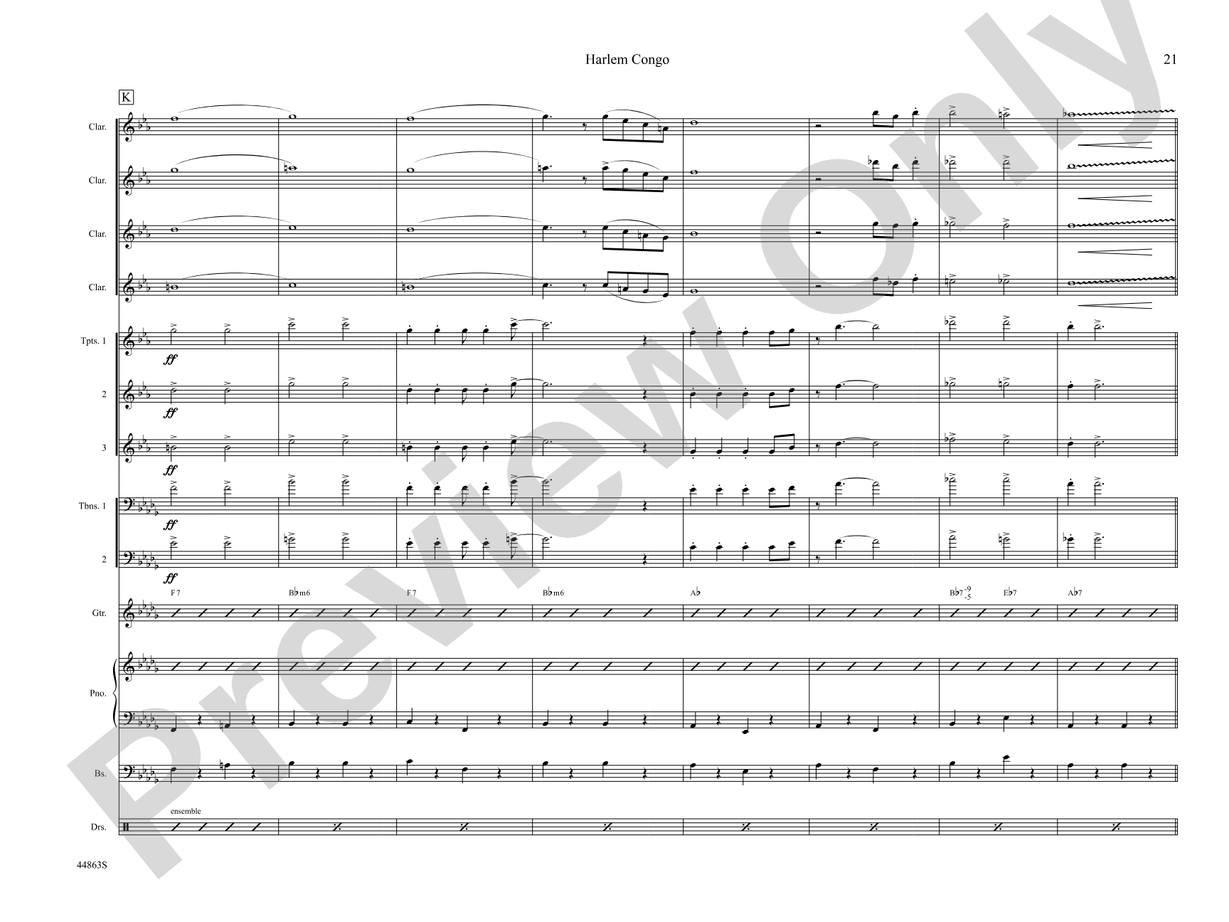 Harlem Congo: Jazz Ensemble Conductor Score & Parts