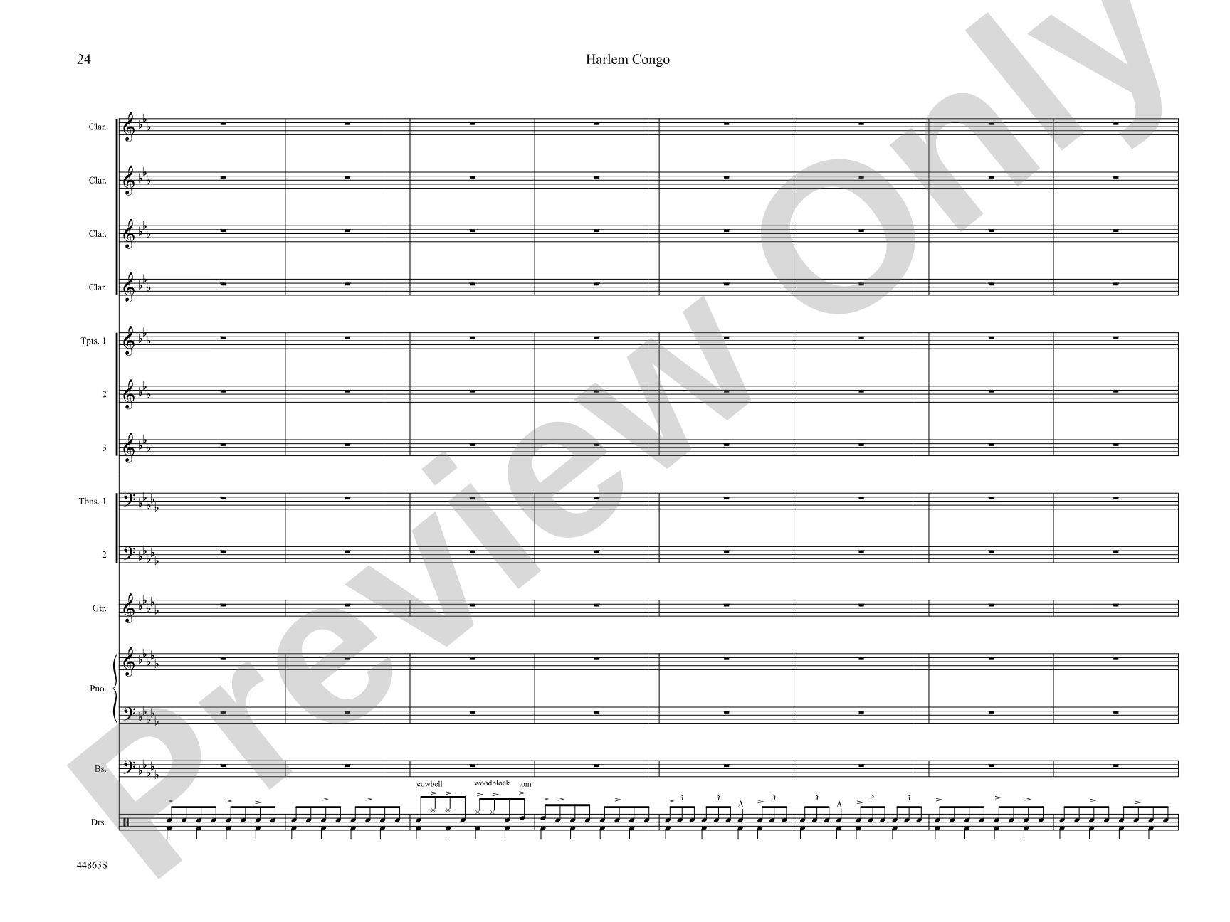 Harlem Congo: Jazz Ensemble Conductor Score & Parts