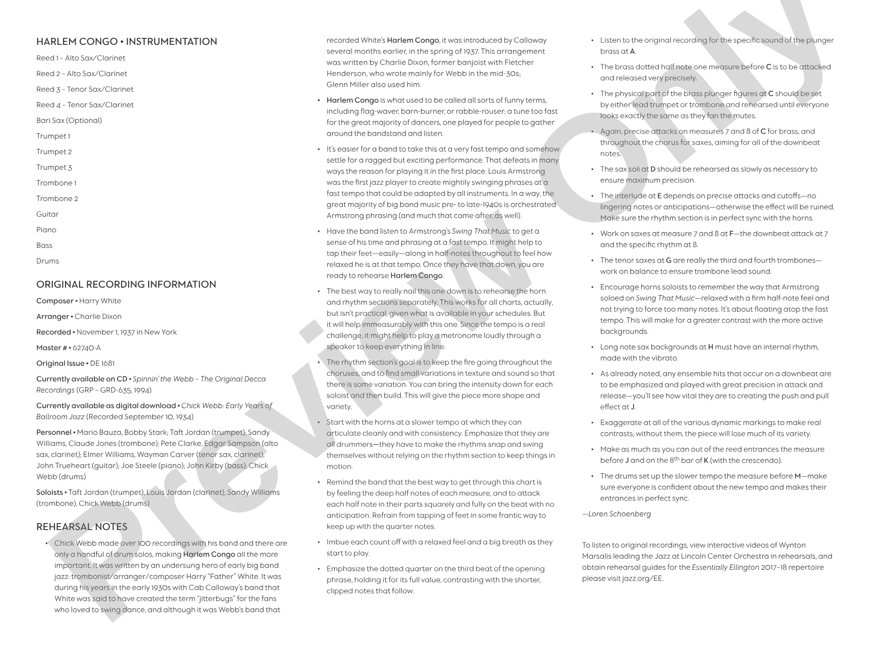 Harlem Congo: Jazz Ensemble Conductor Score & Parts