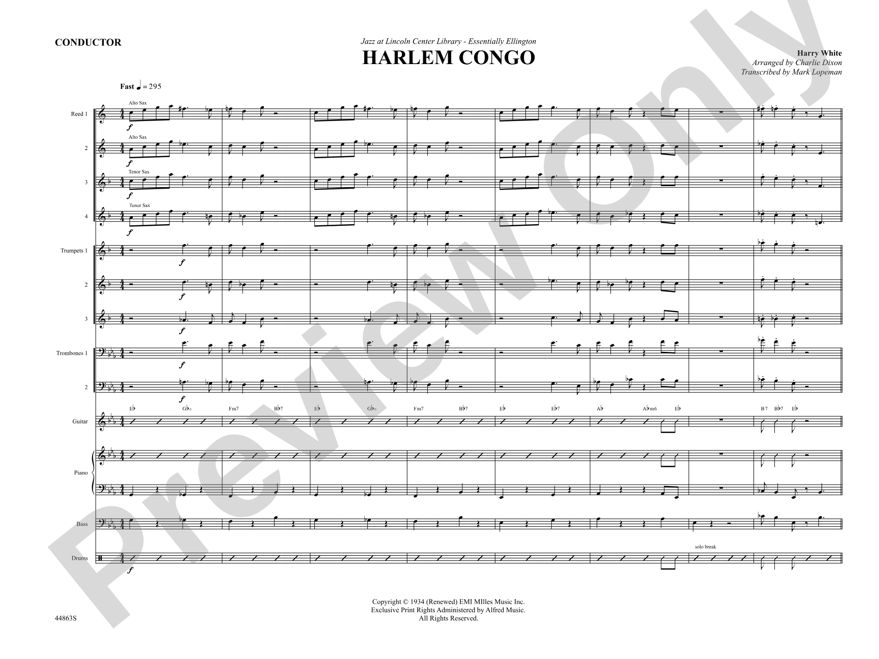 Harlem Congo: Jazz Ensemble Conductor Score & Parts