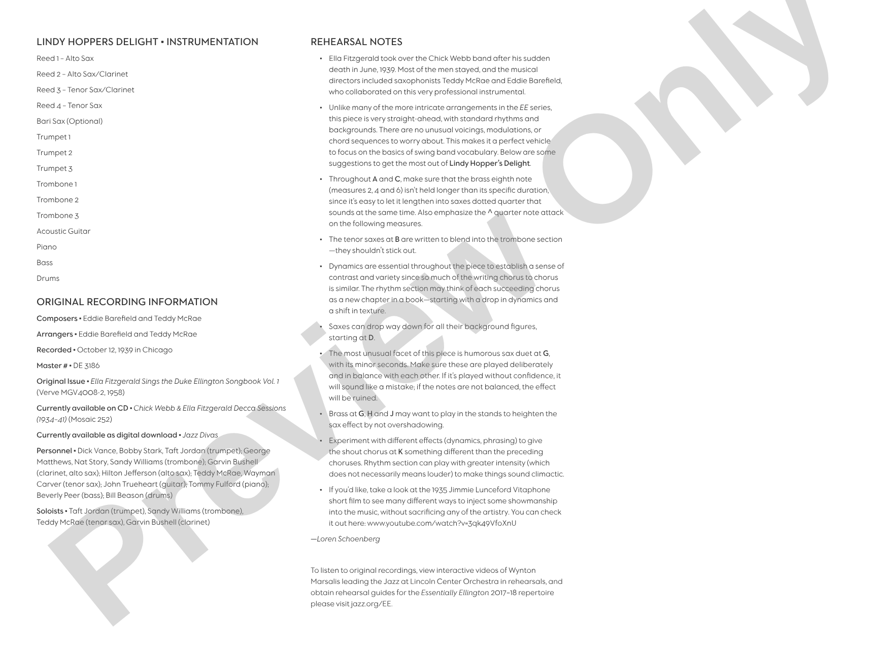 Lindy Hopper's Delight: Jazz Ensemble Conductor Score & Parts