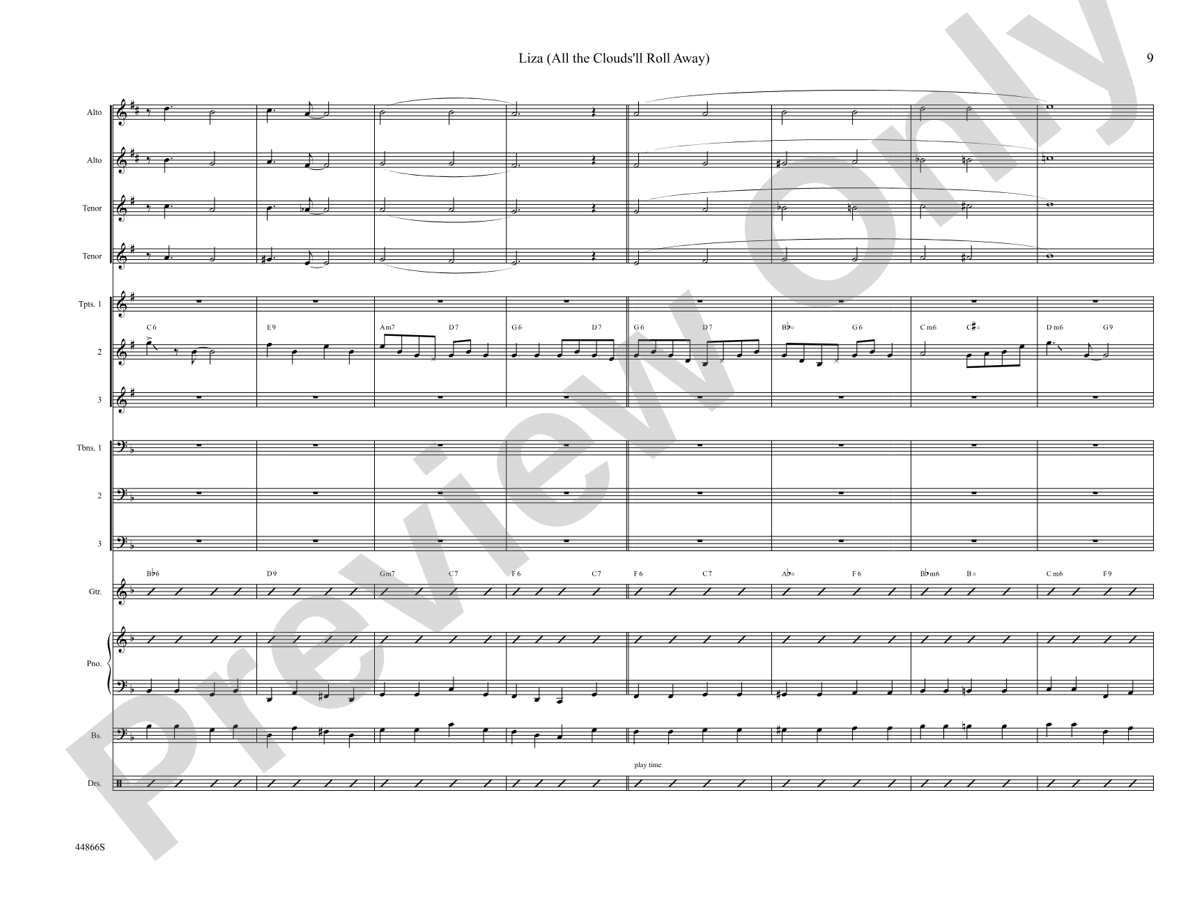 Liza (All the Clouds'll Roll Away): Jazz Ensemble Conductor Score & Parts