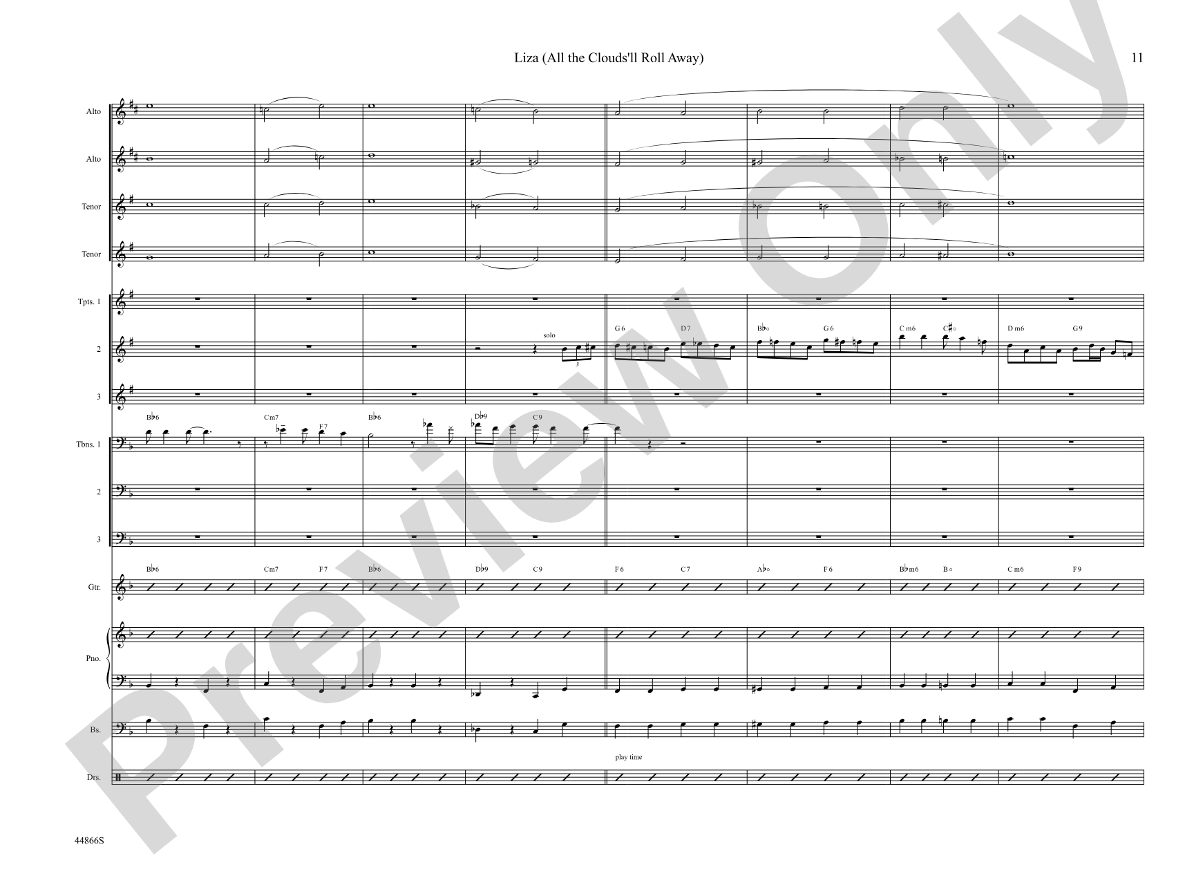 Liza (All the Clouds'll Roll Away): Jazz Ensemble Conductor Score & Parts