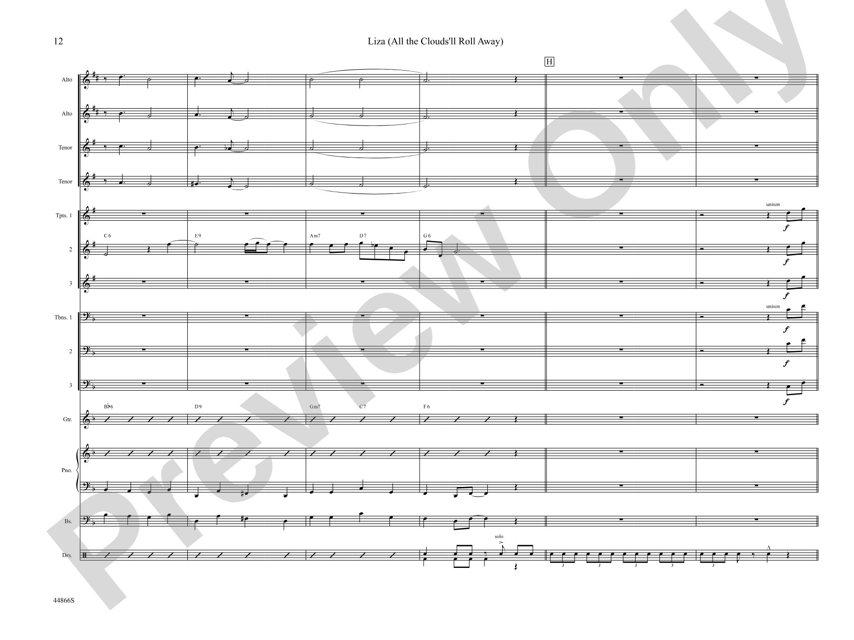 Liza (All the Clouds'll Roll Away): Jazz Ensemble Conductor Score & Parts