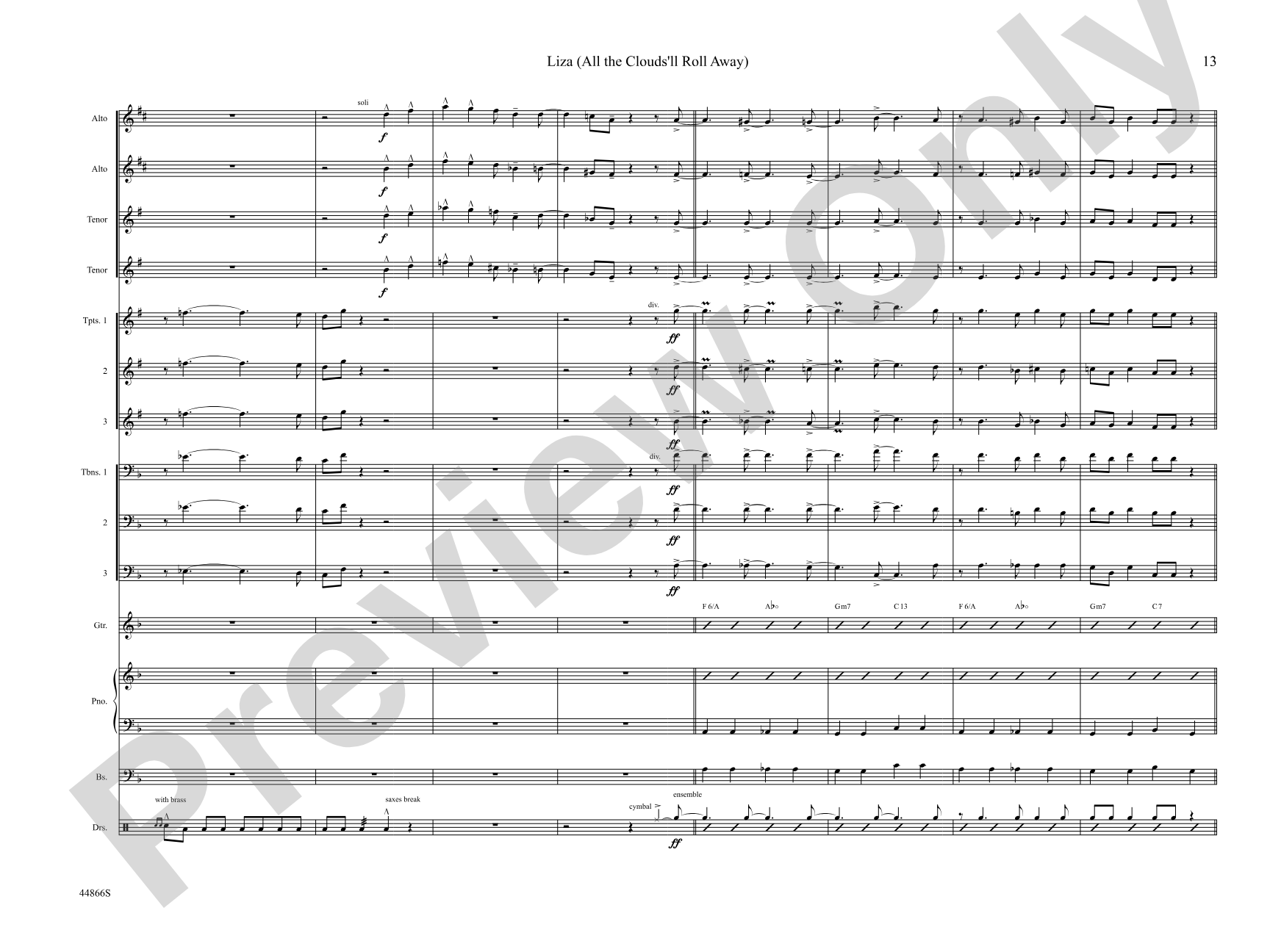 Liza (All the Clouds'll Roll Away): Jazz Ensemble Conductor Score & Parts