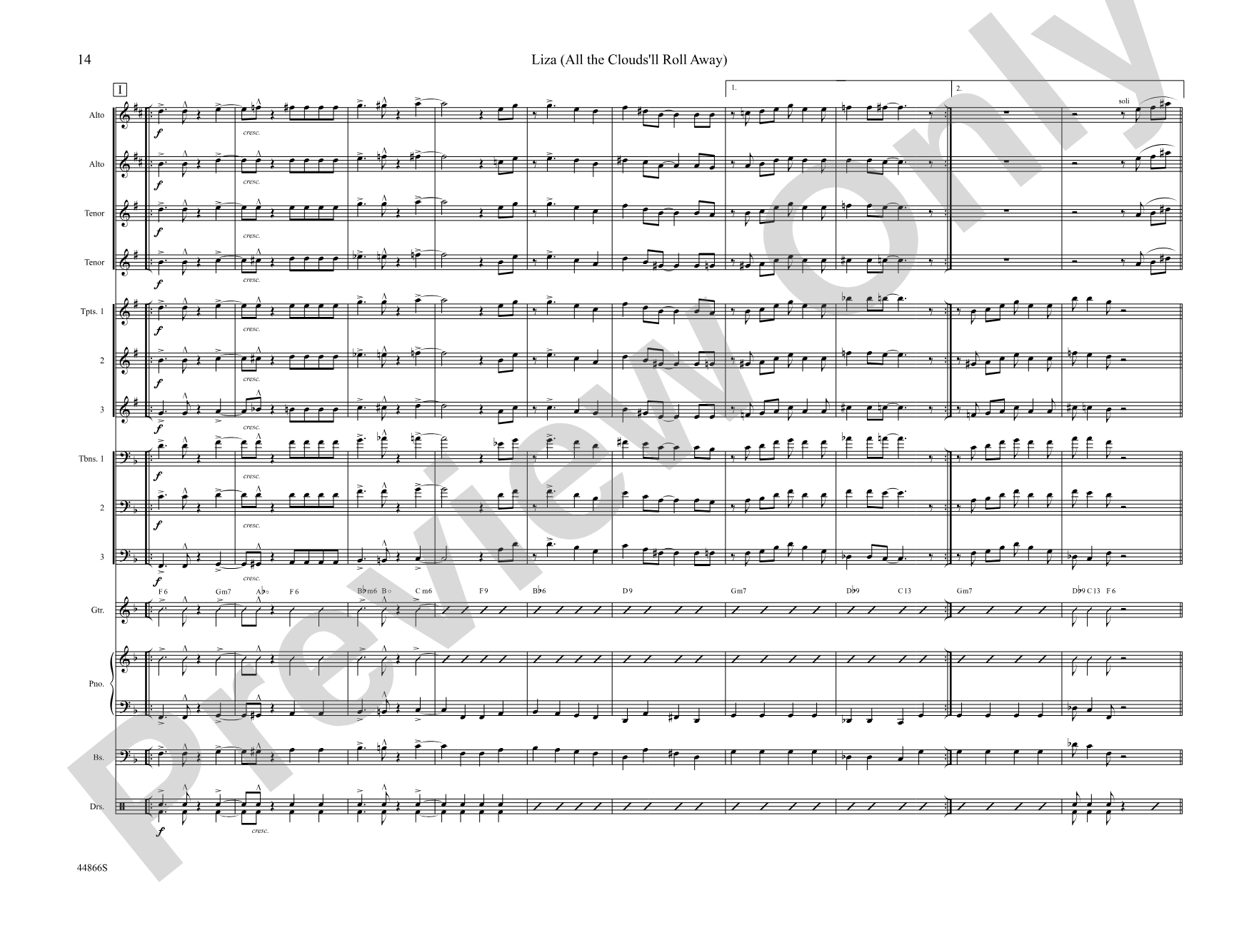 Liza (All the Clouds'll Roll Away): Jazz Ensemble Conductor Score & Parts