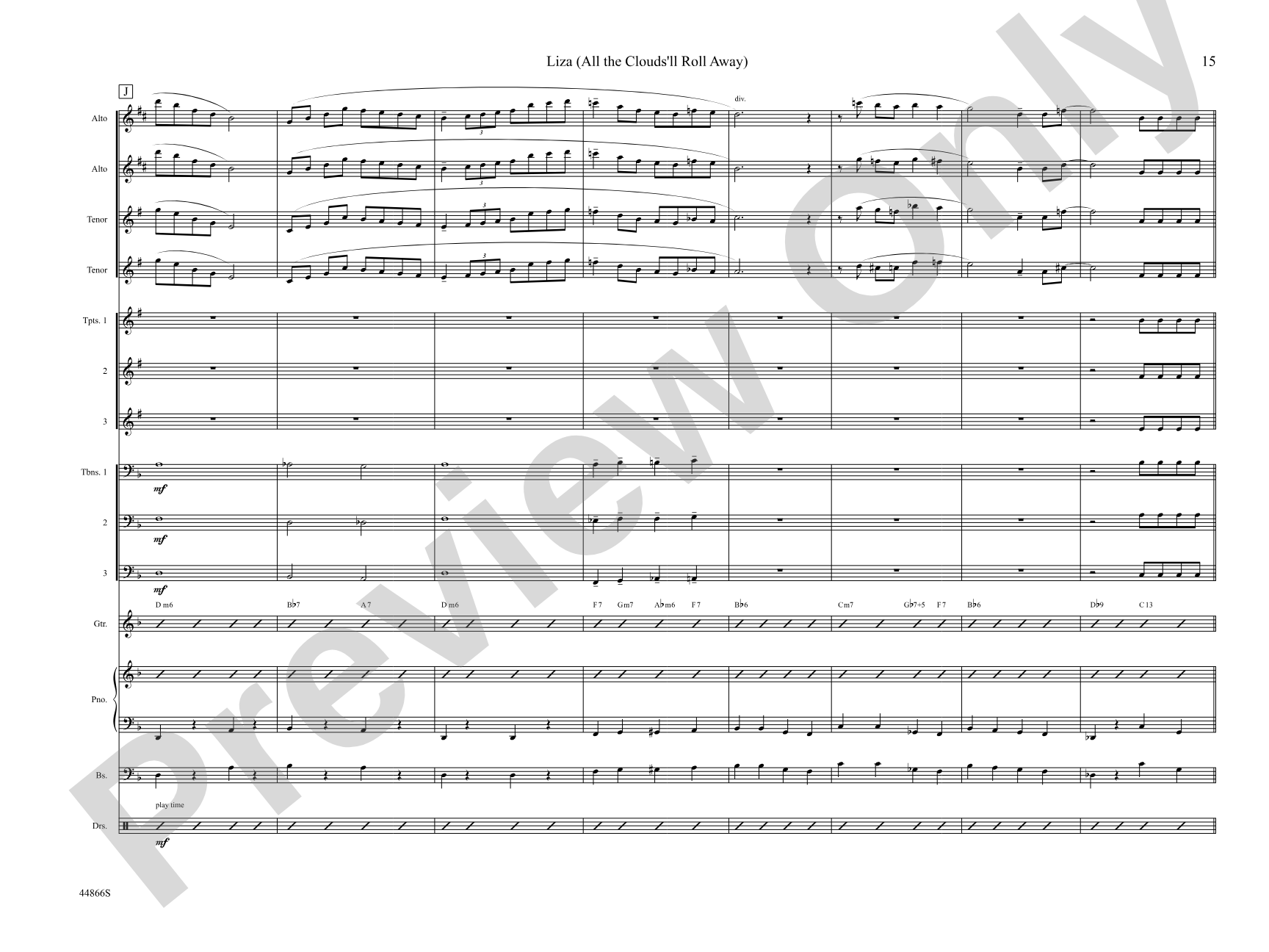 Liza (All the Clouds'll Roll Away): Jazz Ensemble Conductor Score & Parts