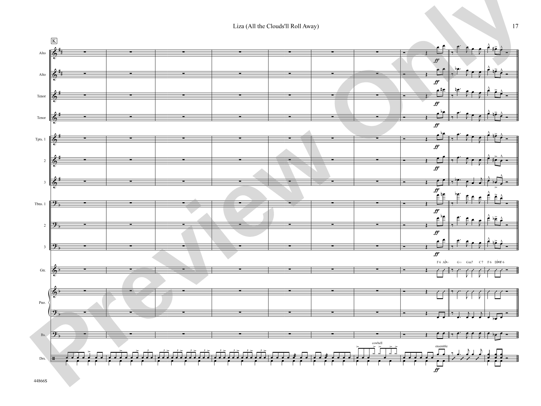 Liza (All the Clouds'll Roll Away): Jazz Ensemble Conductor Score & Parts