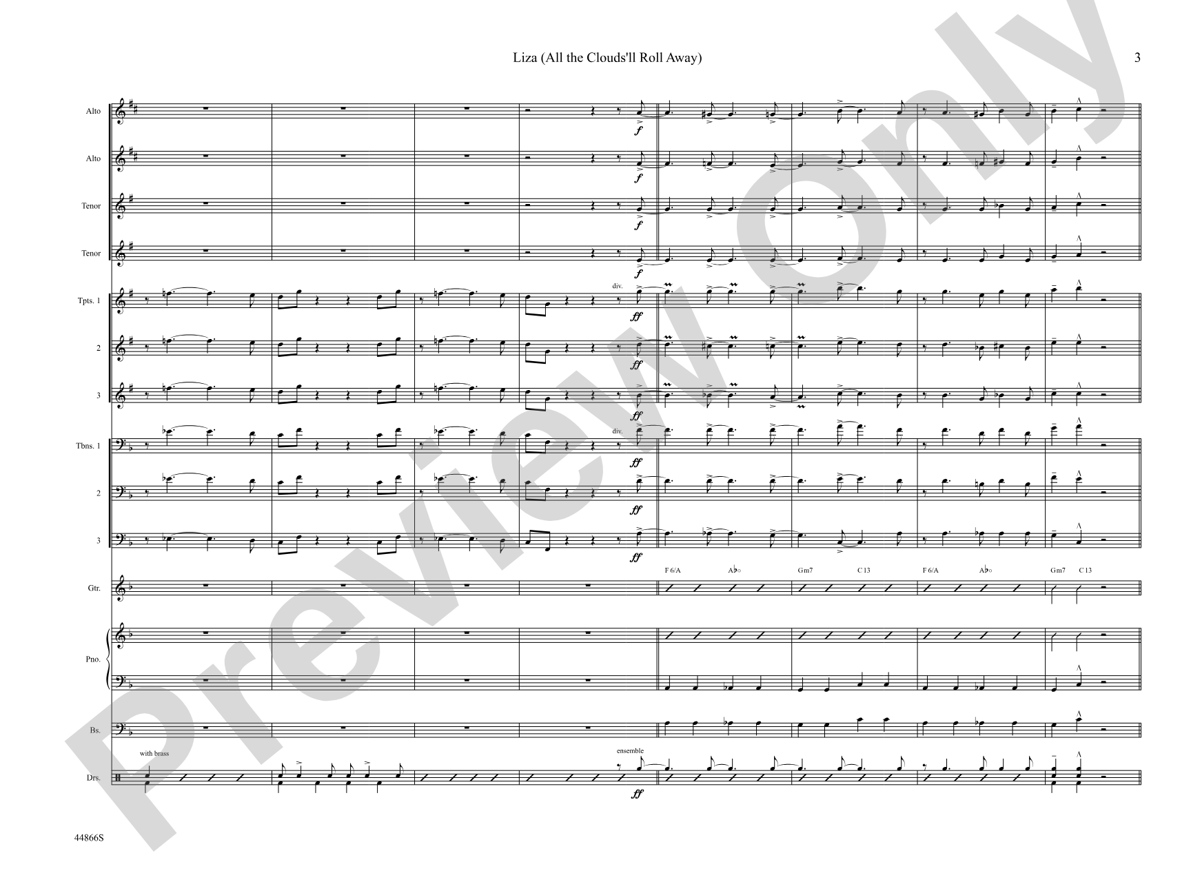 Liza (All the Clouds'll Roll Away): Jazz Ensemble Conductor Score & Parts
