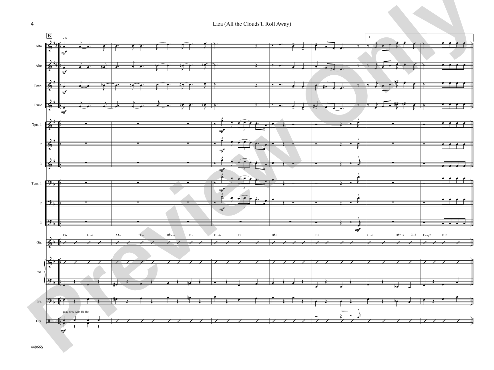 Liza (All the Clouds'll Roll Away): Jazz Ensemble Conductor Score & Parts