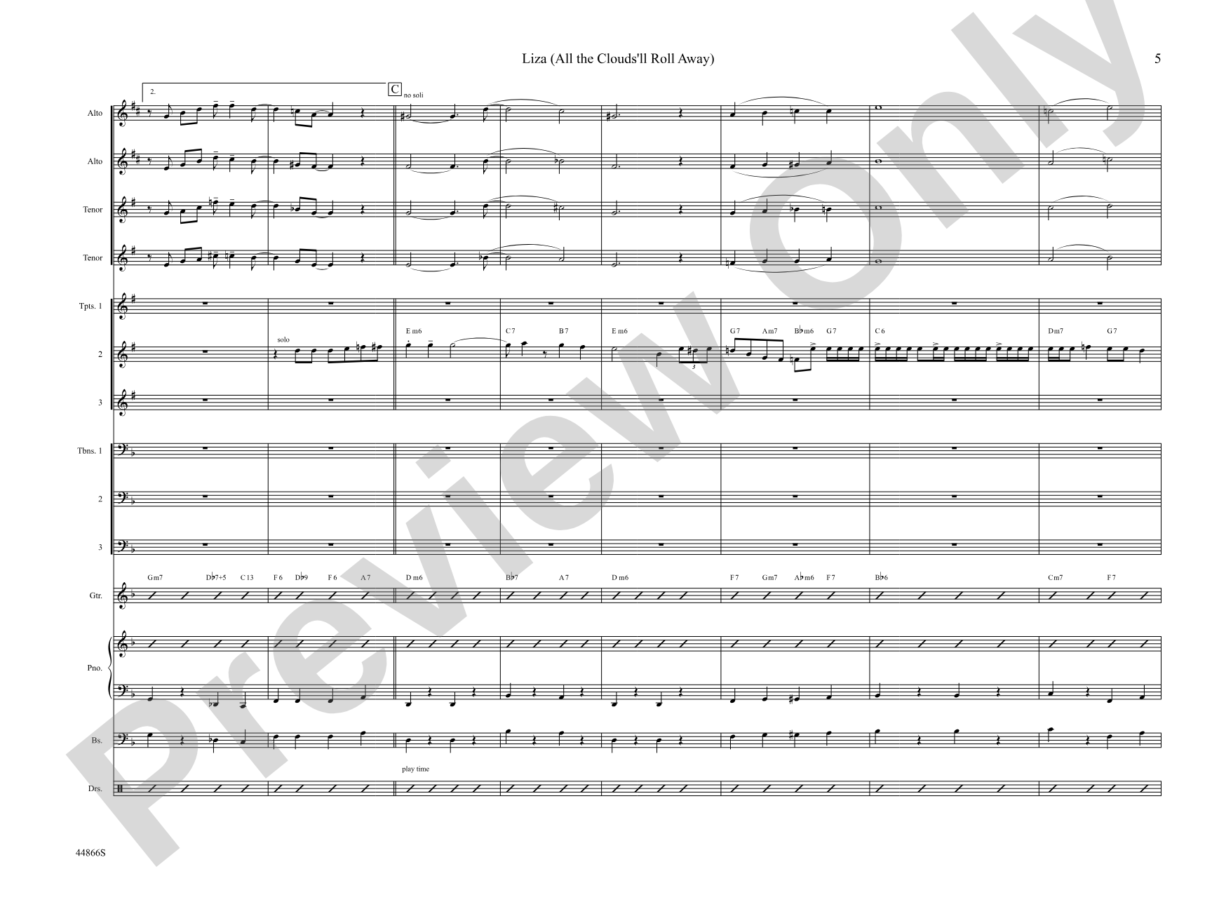 Liza (All the Clouds'll Roll Away): Jazz Ensemble Conductor Score & Parts