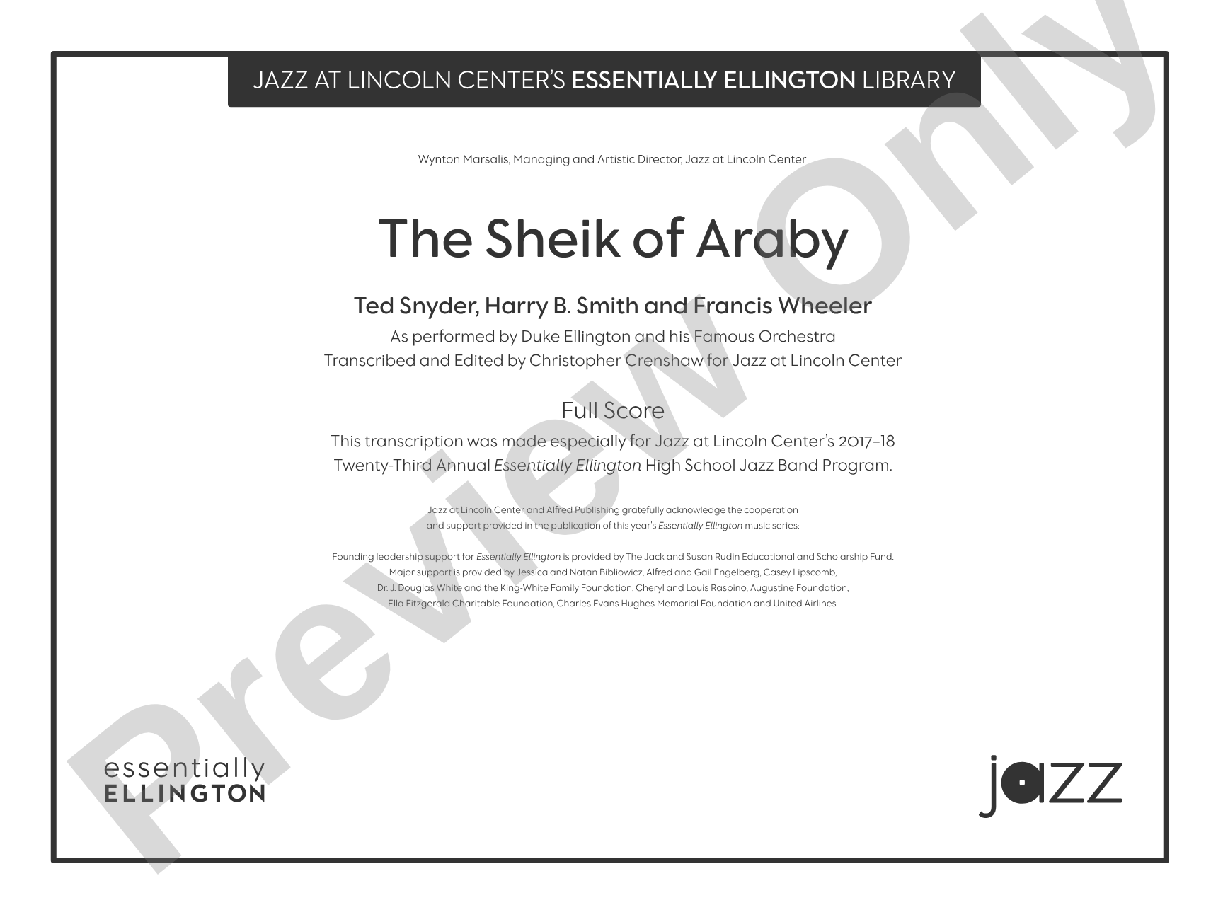The Sheik of Araby: Jazz Ensemble Conductor Score & Parts