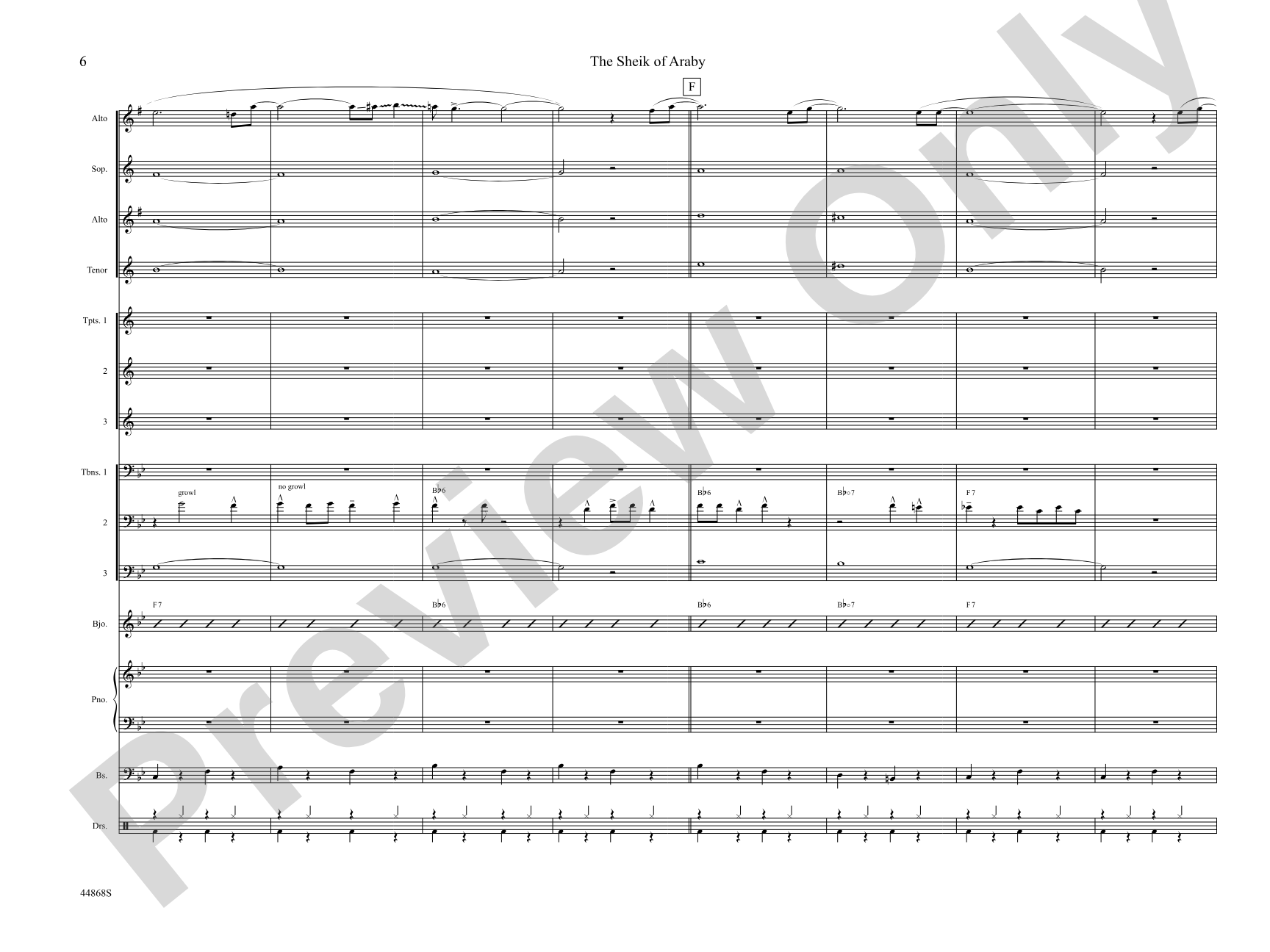 The Sheik of Araby: Jazz Ensemble Conductor Score & Parts