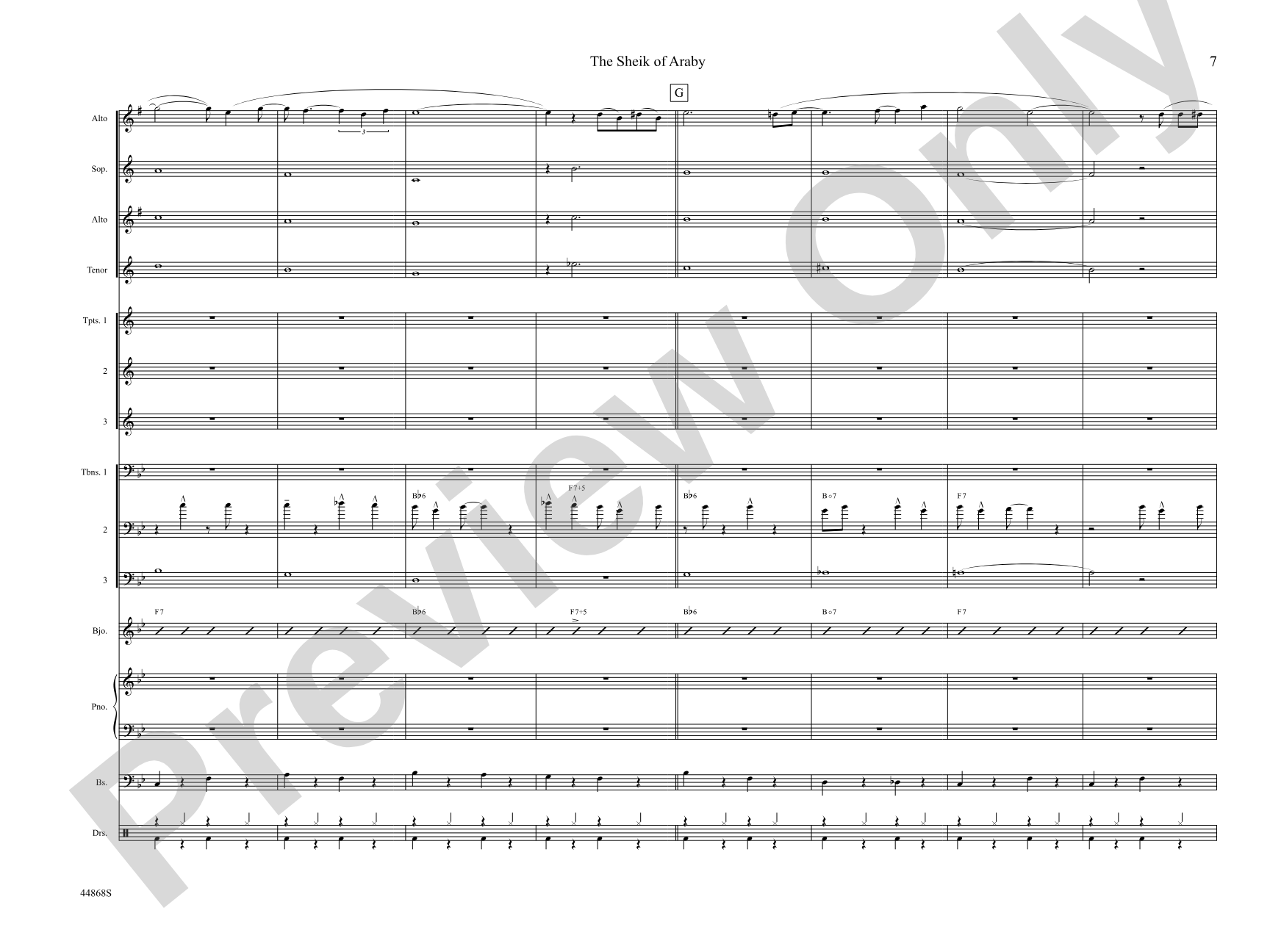 The Sheik of Araby: Jazz Ensemble Conductor Score & Parts