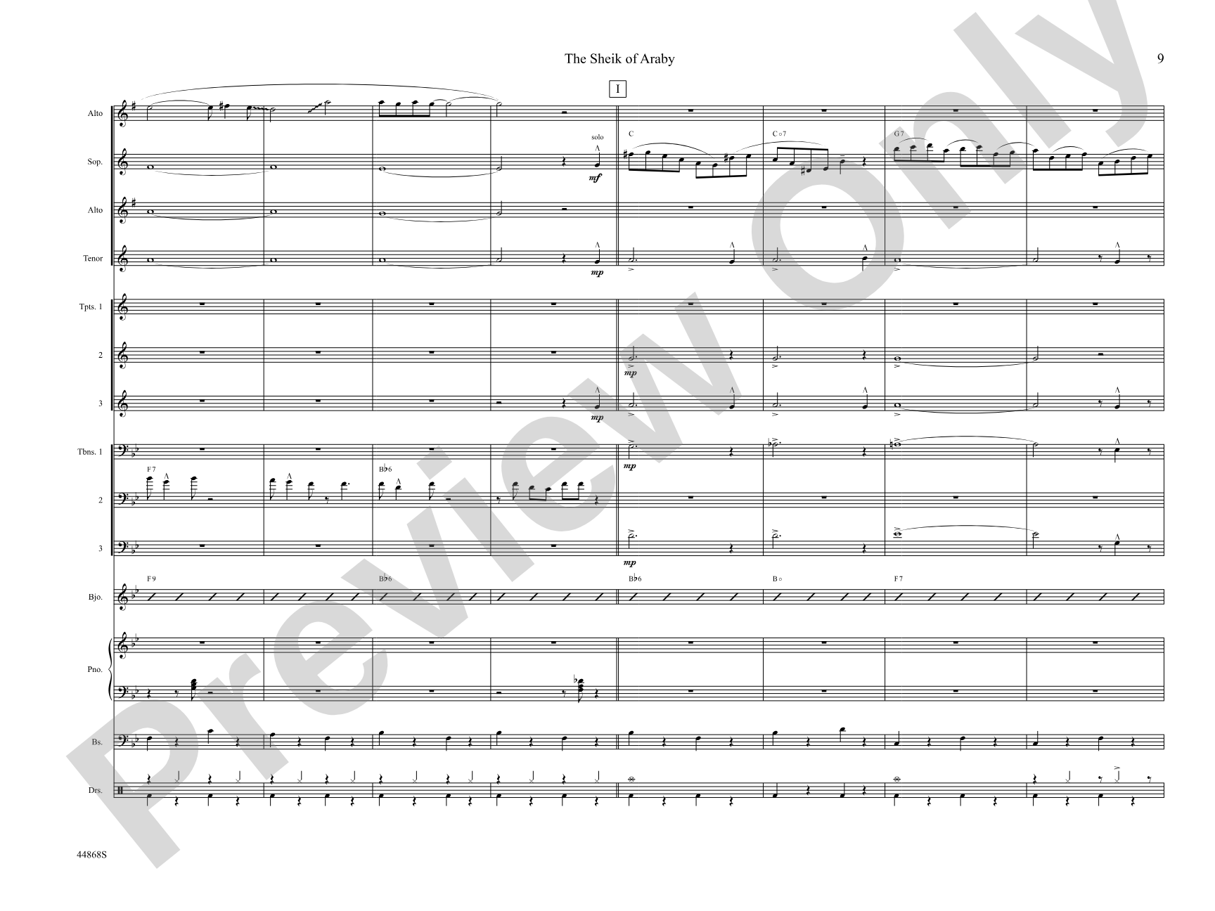 The Sheik of Araby: Jazz Ensemble Conductor Score & Parts