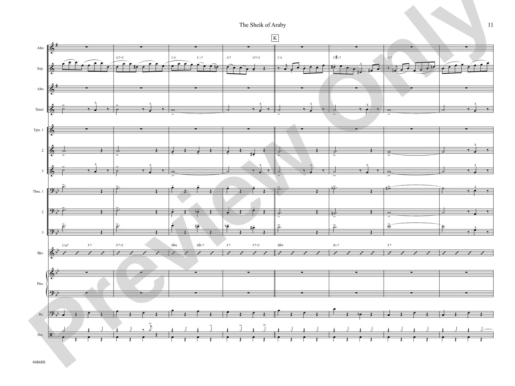 The Sheik of Araby: Jazz Ensemble Conductor Score & Parts