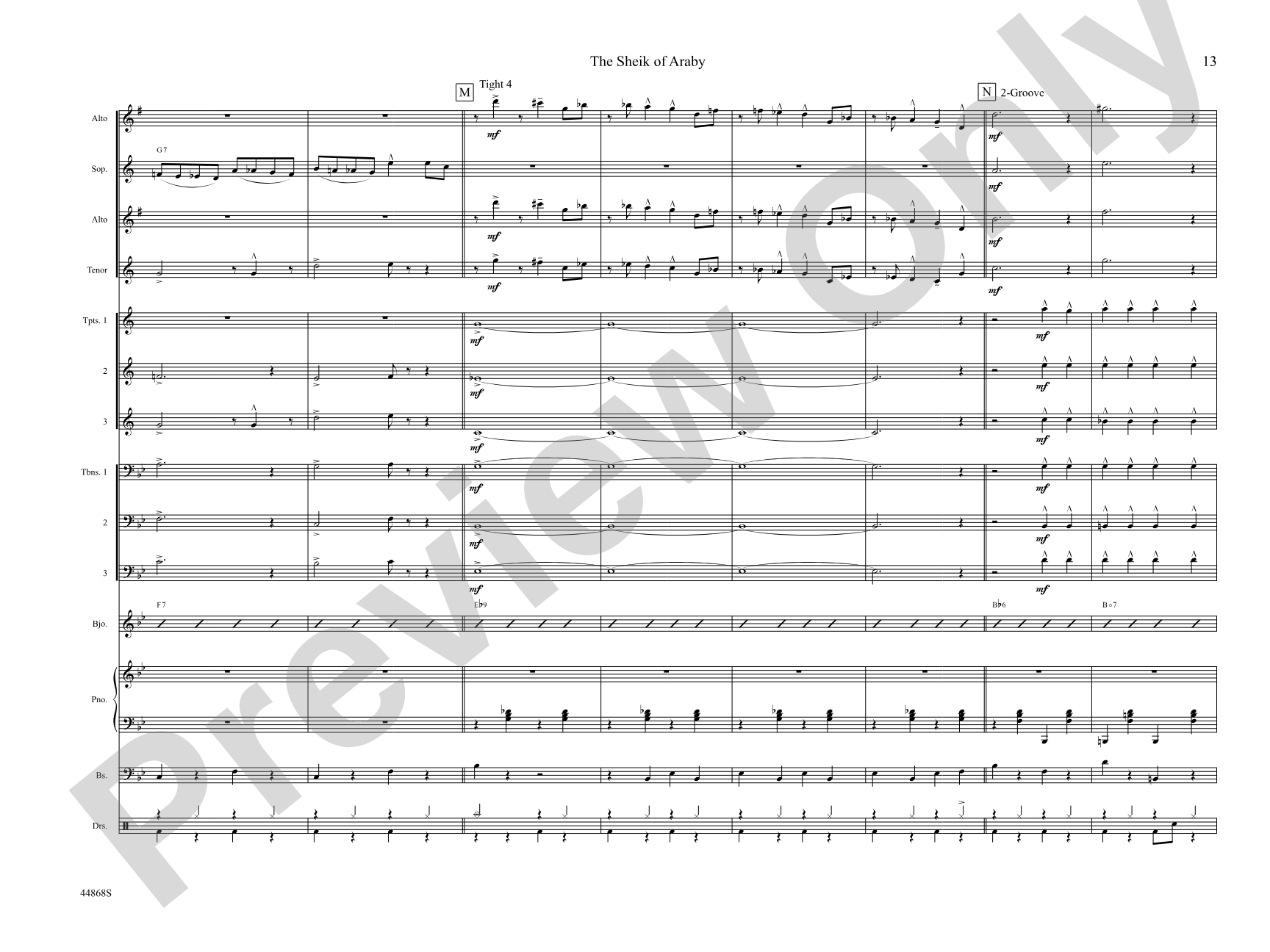 The Sheik of Araby: Jazz Ensemble Conductor Score & Parts