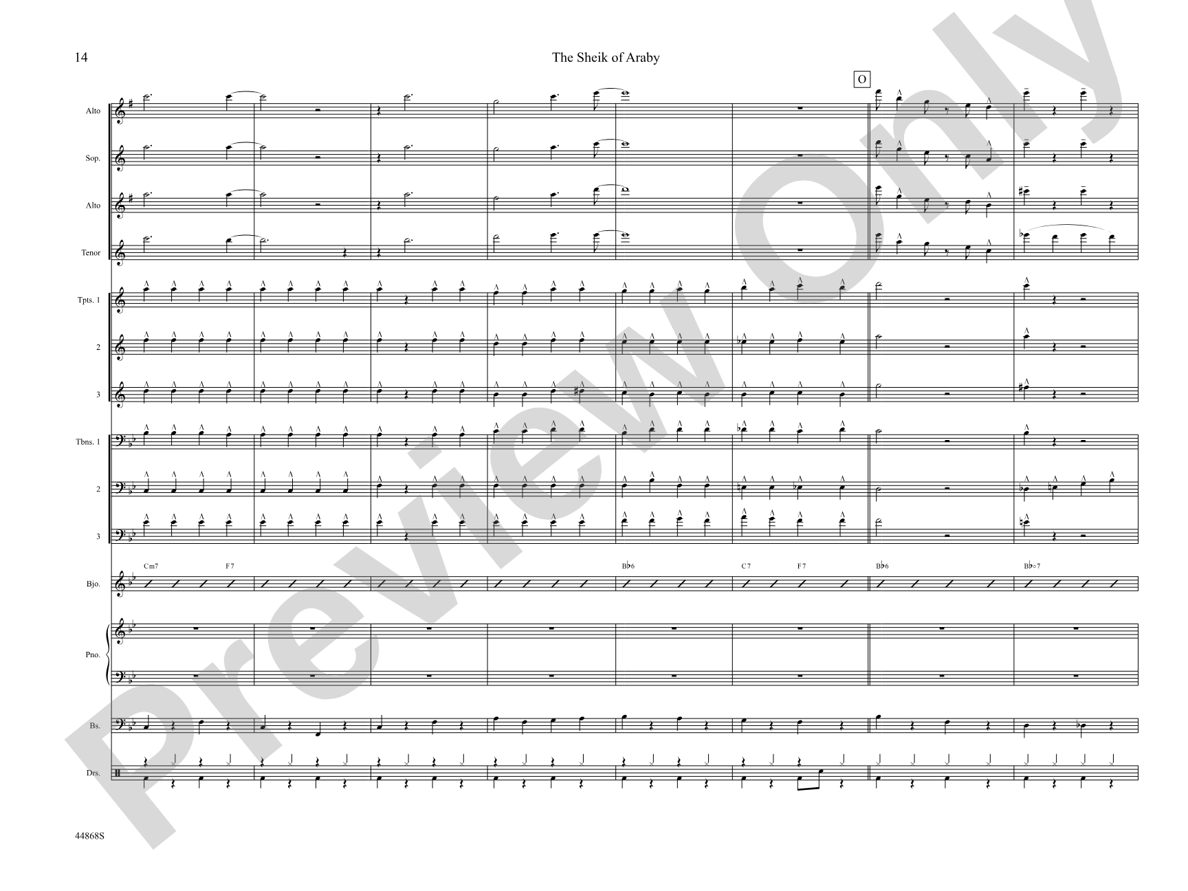 The Sheik of Araby: Jazz Ensemble Conductor Score & Parts
