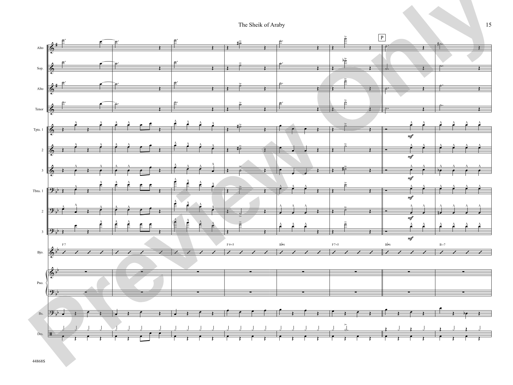 The Sheik of Araby: Jazz Ensemble Conductor Score & Parts