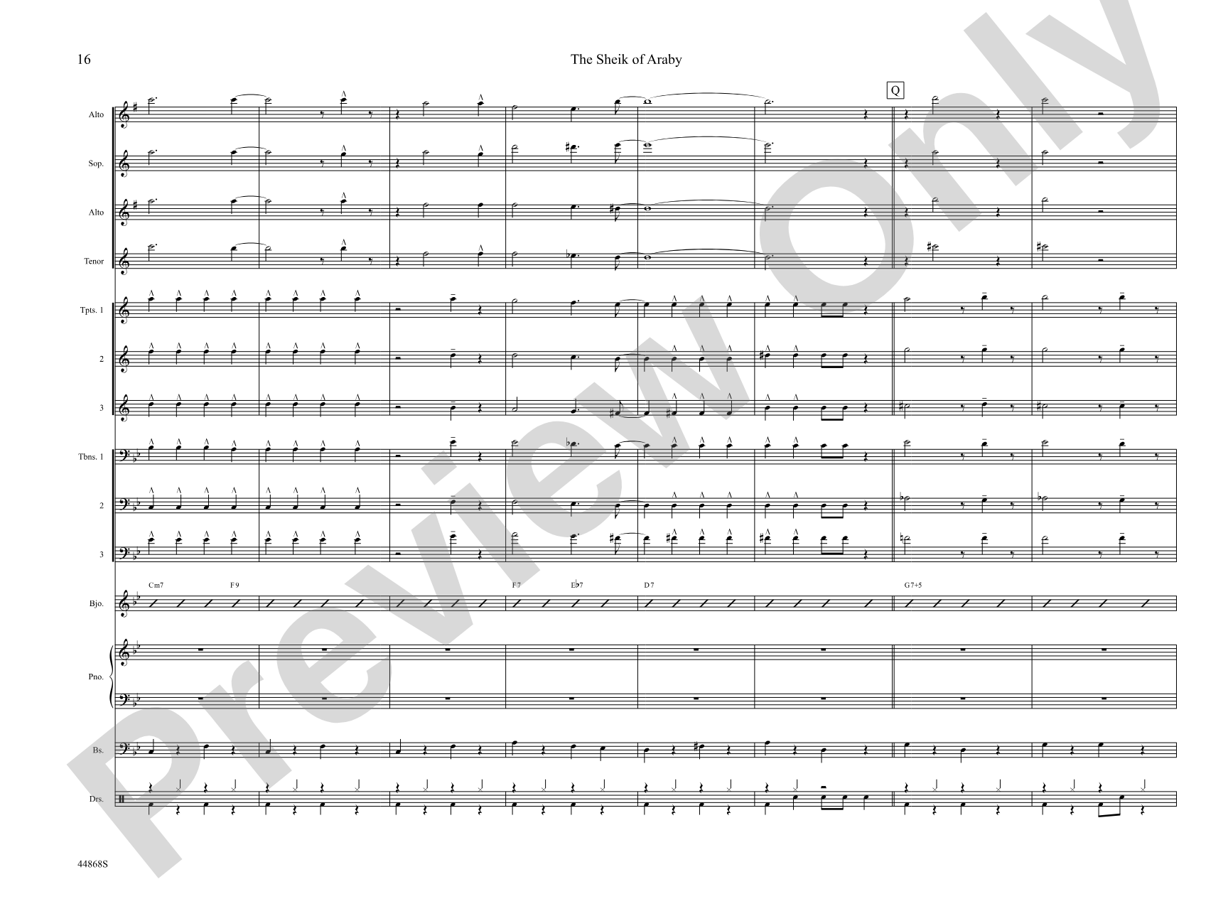 The Sheik of Araby: Jazz Ensemble Conductor Score & Parts