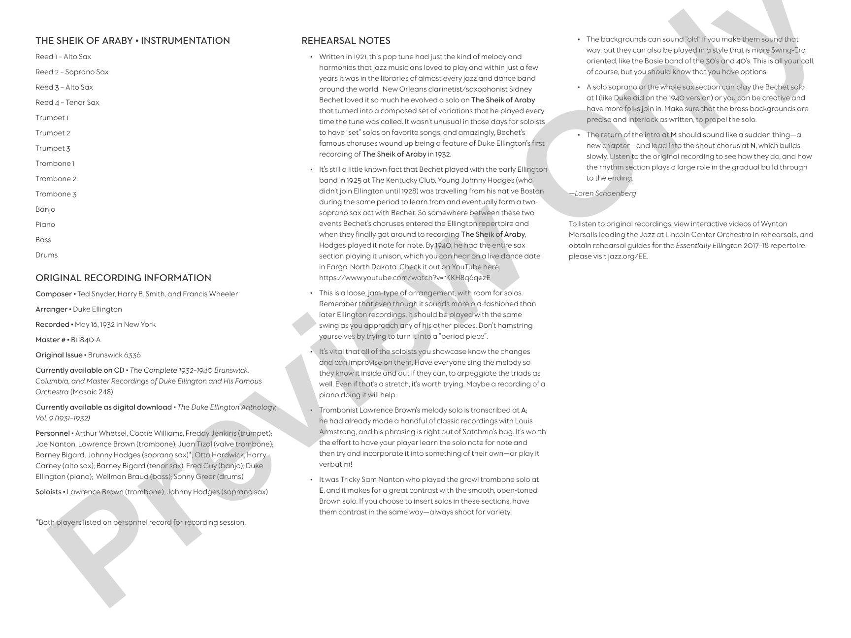 The Sheik of Araby: Jazz Ensemble Conductor Score & Parts