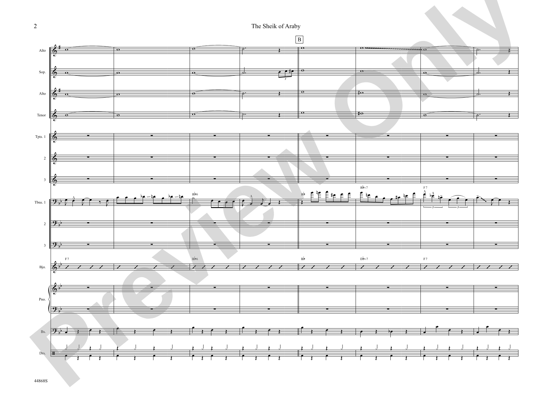 The Sheik of Araby: Jazz Ensemble Conductor Score & Parts