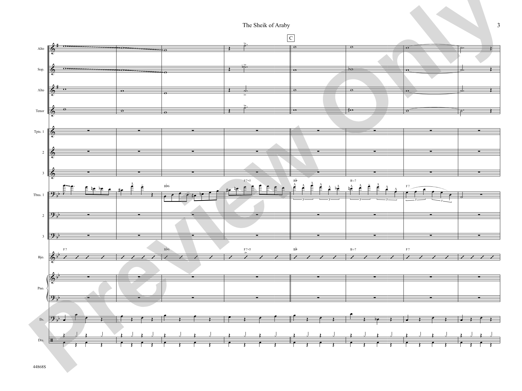 The Sheik of Araby: Jazz Ensemble Conductor Score & Parts