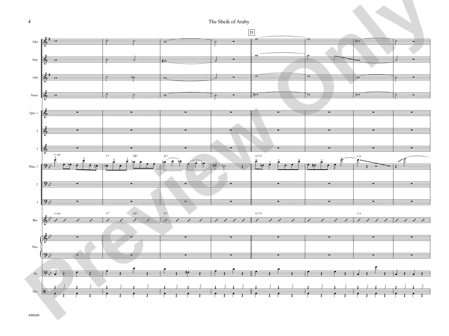 The Sheik of Araby: Jazz Ensemble Conductor Score & Parts