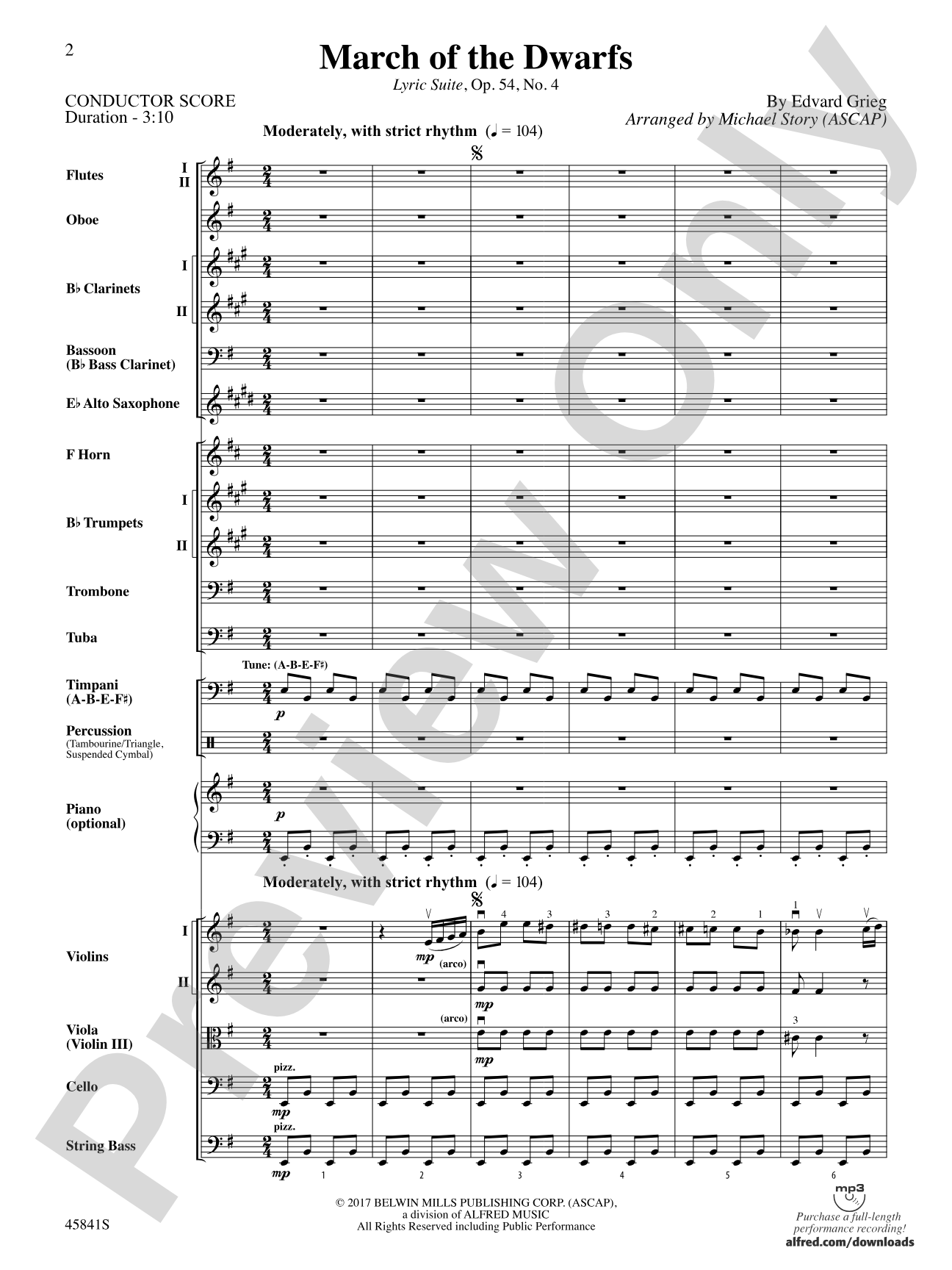 March of the Dwarfs: Full Orchestra Conductor Score & Parts