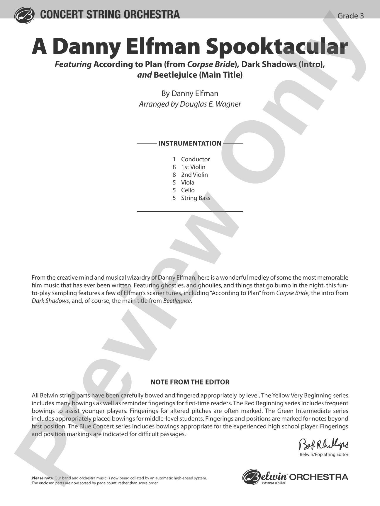 A Danny Elfman Spooktacular: String Orchestra Conductor Score & Parts
