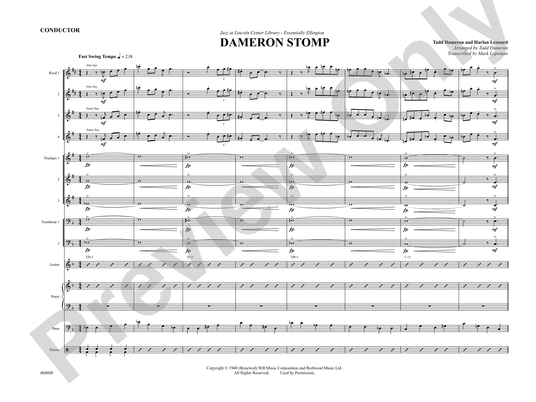 Dameron Stomp: Jazz Ensemble Conductor Score & Parts